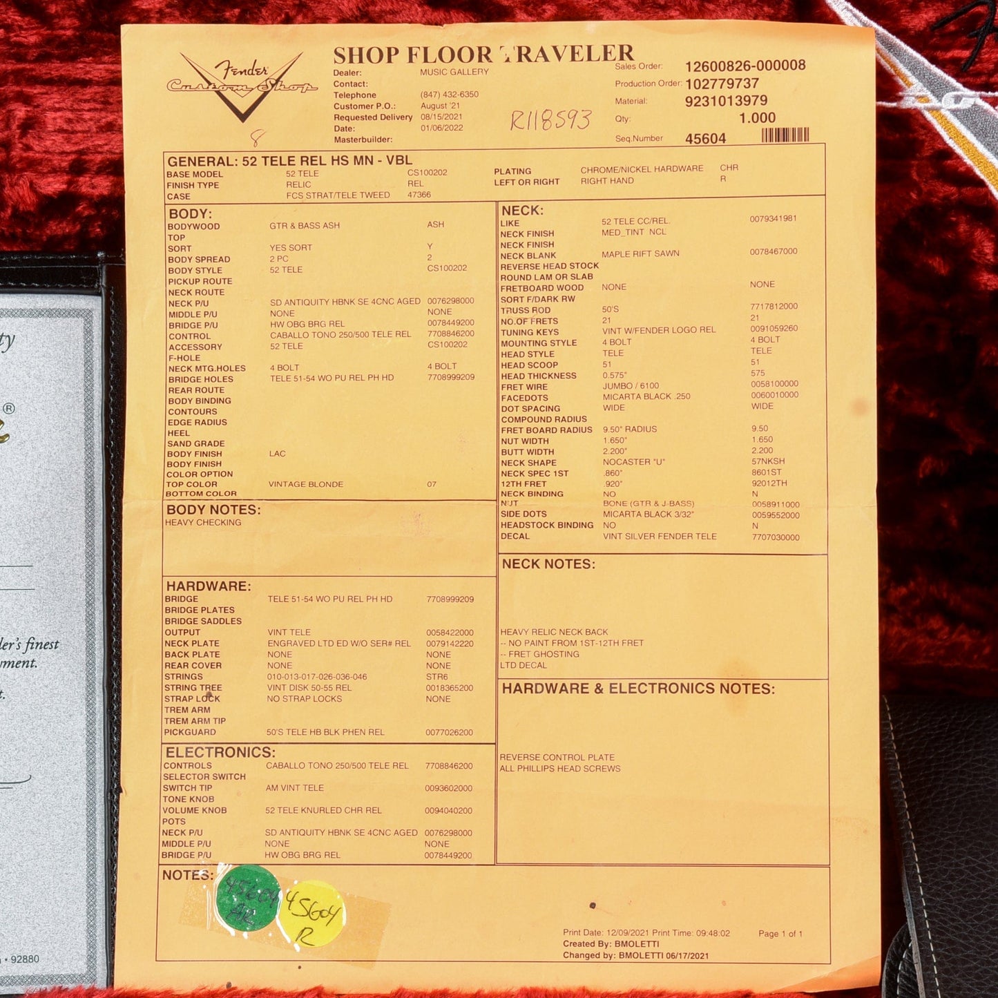 Fender Custom Shop '52 Telecaster HS Relic Vintage Blonde 2022 Electric Guitars / Solid Body