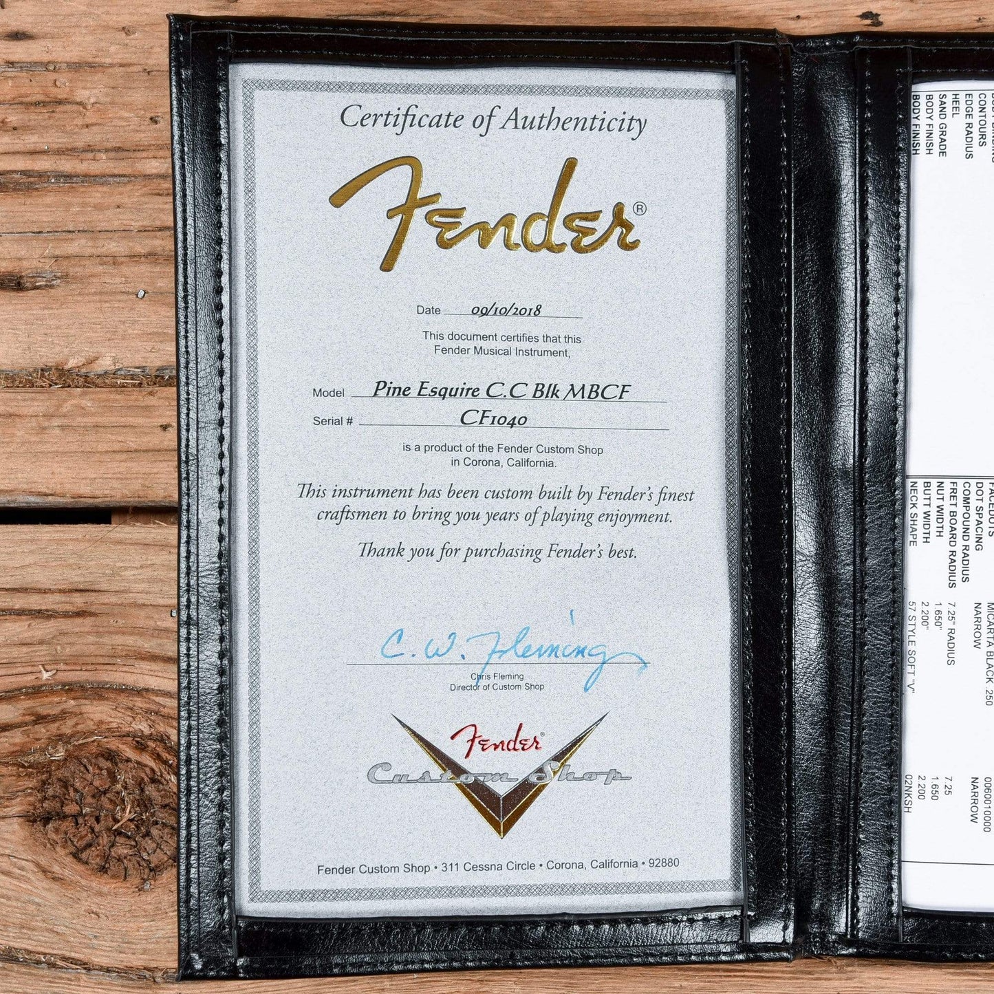 Fender Custom Shop Pine Esquire Closet Classic Black Master Built by Chris Flemming Electric Guitars / Solid Body