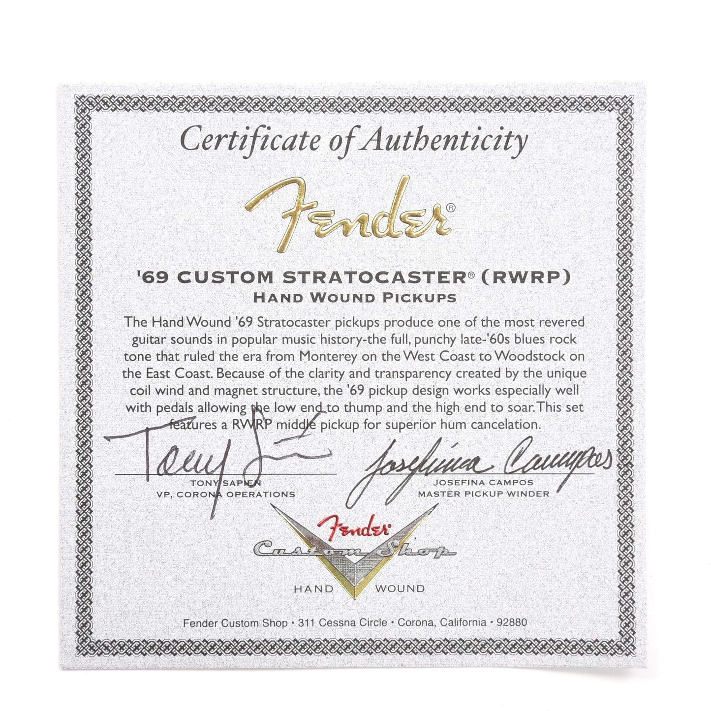 Fender Josefina Hand Wound '69 Stratocaster Pickup Set Parts / Guitar Pickups