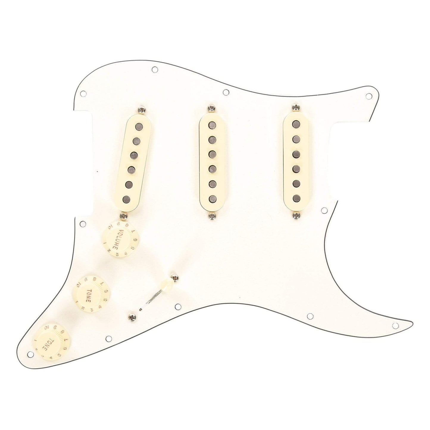 Fender Pre-Wired Pickguard Stratocaster SSS Fat '50s 3-Ply White Parts / Guitar Pickups