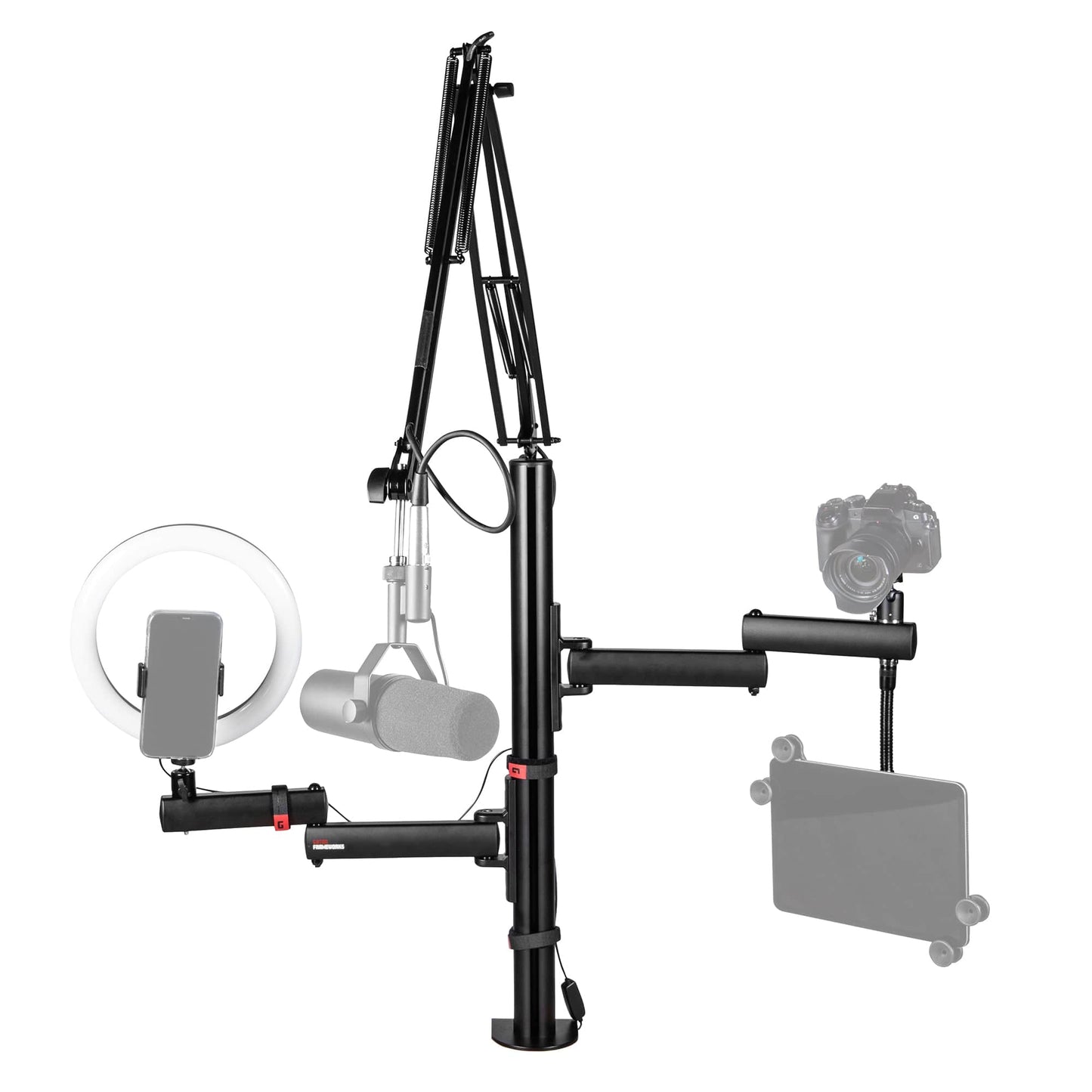 Gator Frameworks ID Series Content Creator Tree w/ Light, Mic & Camera Attachment Accessories / Stands