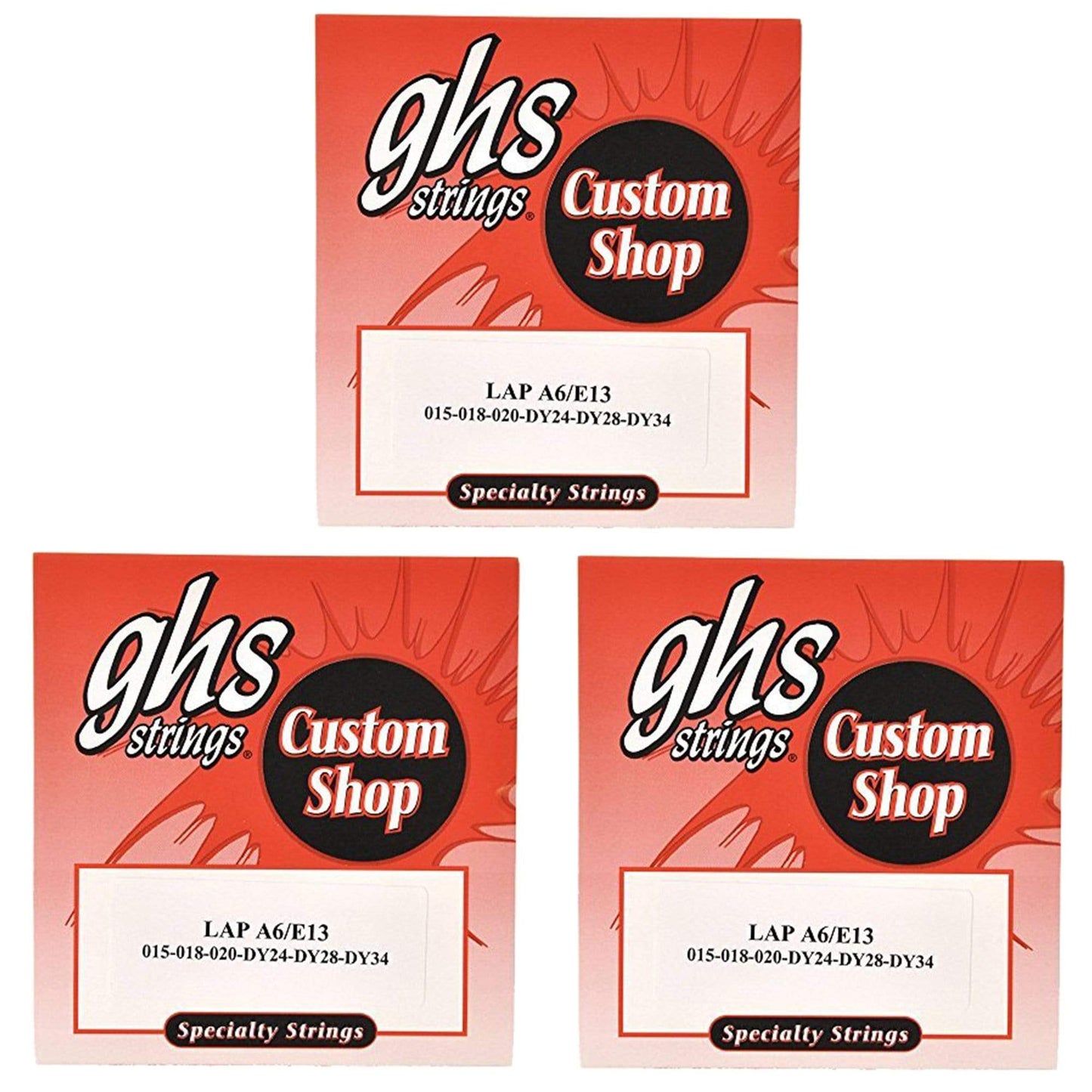 GHS Electric Lap Steel Strings A6/E13 Tuning 15-34 3 Pack Bundle Accessories / Strings / Guitar Strings