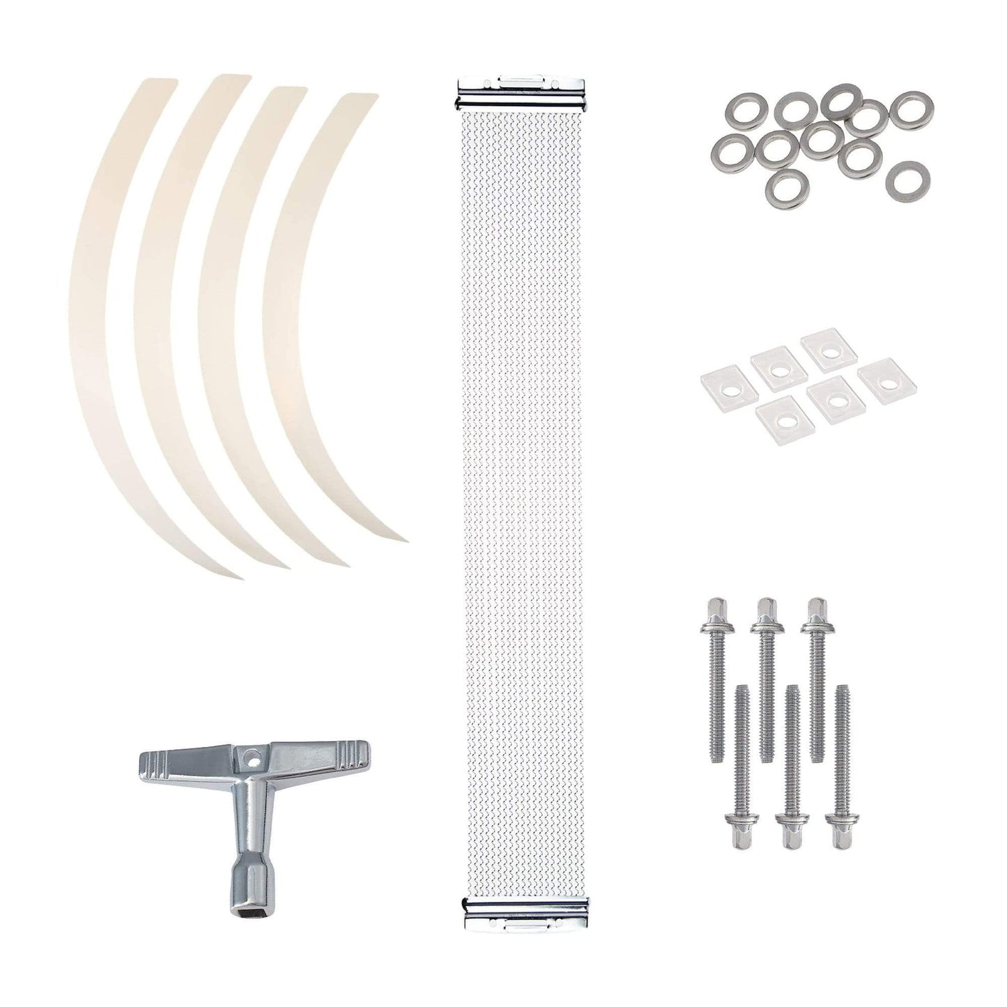 Gibraltar 14" 20-Strand Snare Wires, Tension Rod Washers (12-Pack), 1-5/8" Tension Rods w/Washers 6-Pack, Lug Locks (6-Pack), Nylon Snare Straps (4-Pack), and Standard Drum Key Bundle Drums and Percussion / Parts and Accessories / Drum Parts