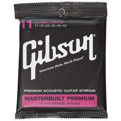 Gibson Gear Masterbuilt Premium 80/20 Bronze Acoustic Guitar Strings 11-52 (3 Pack Bundle) Accessories / Strings / Guitar Strings