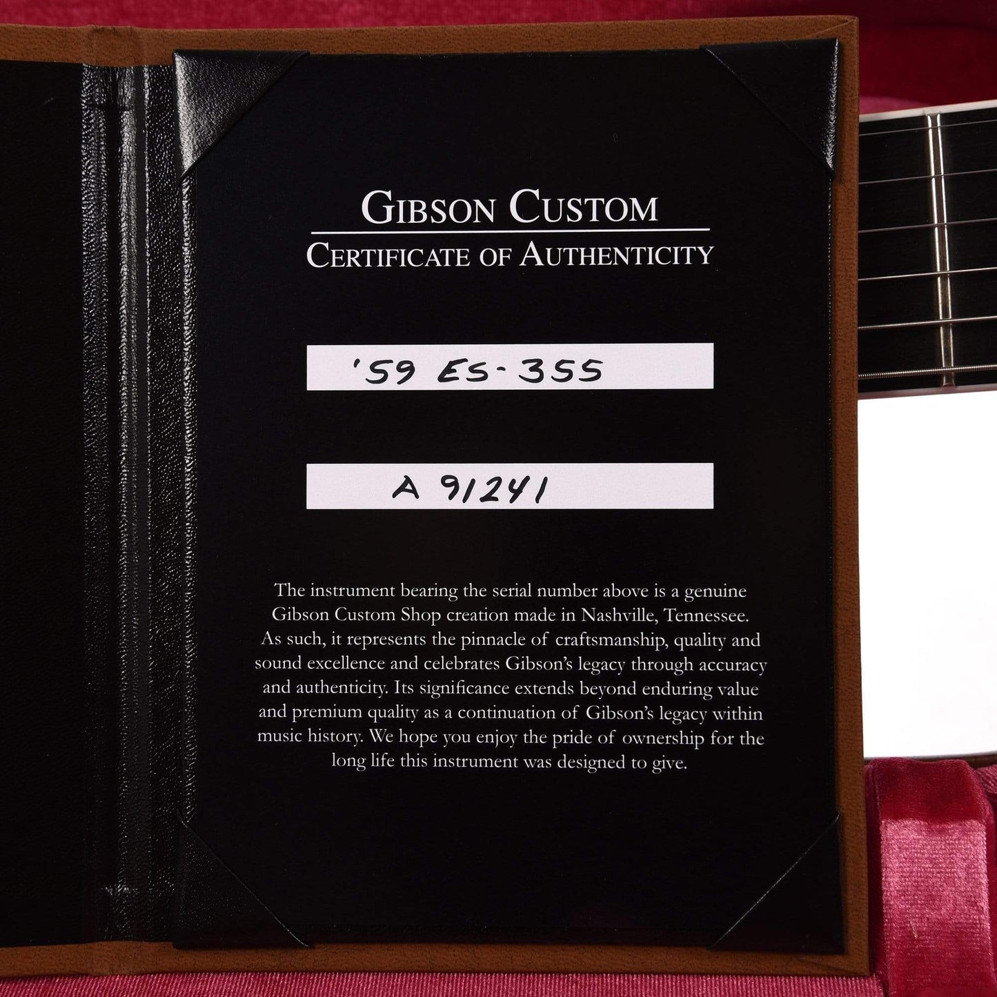 Gibson Custom Shop 1959 ES-355 Reissue Stop Bar Ebony VOS Electric Guitars / Semi-Hollow