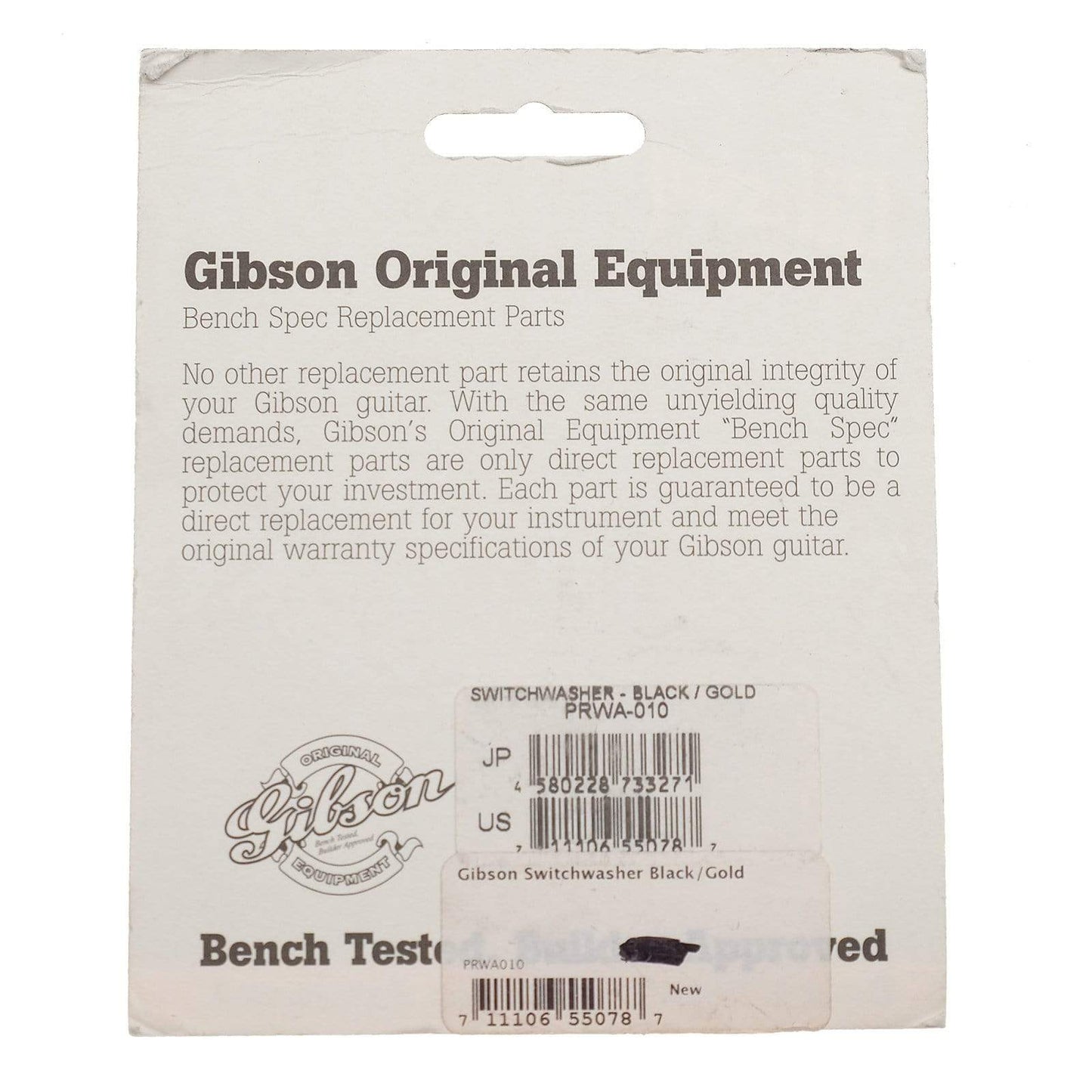 Gibson Switch washer - Black w/ Gold Imprint Parts