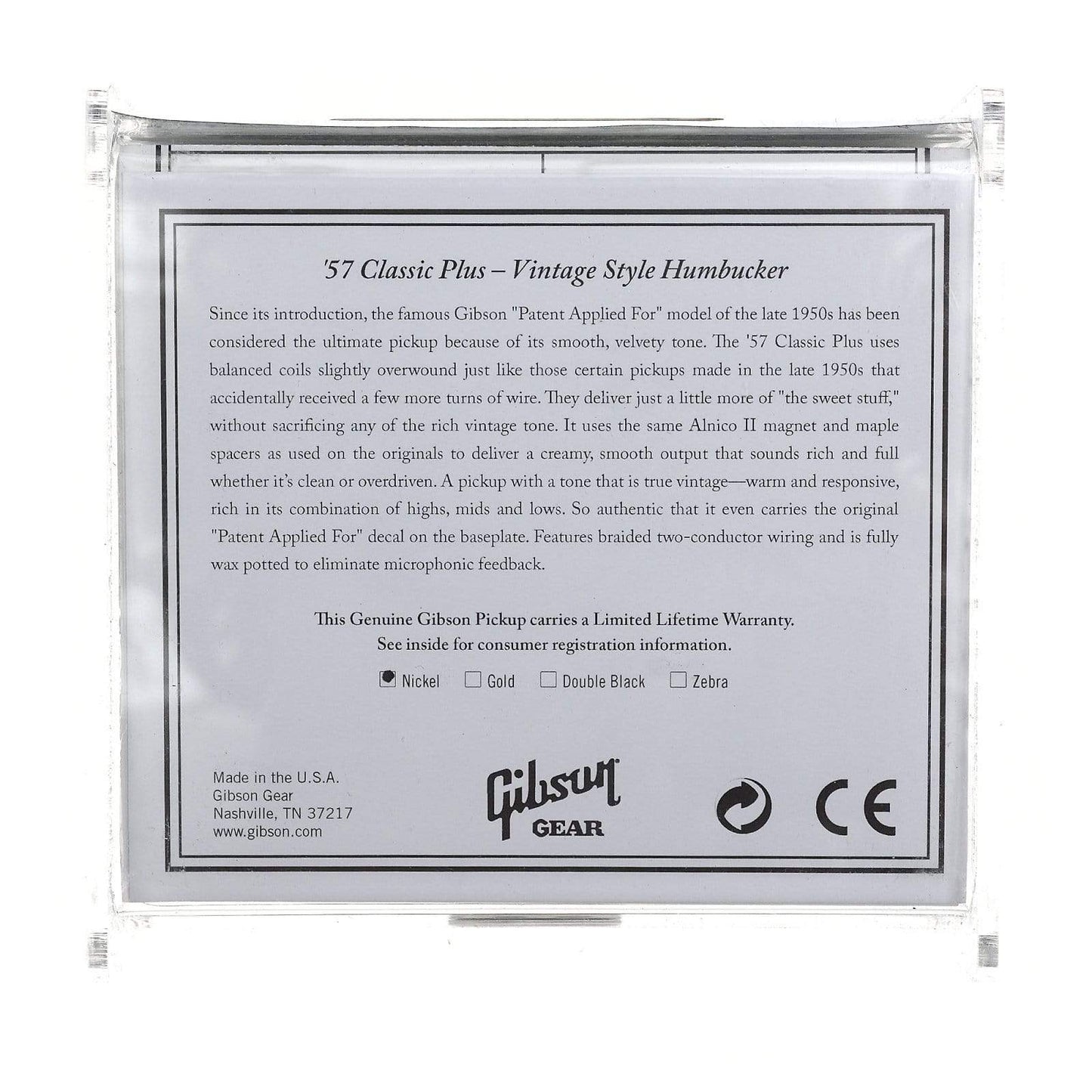 Gibson 57 Classic Plus Humbucker Nickel Cover Parts / Guitar Pickups