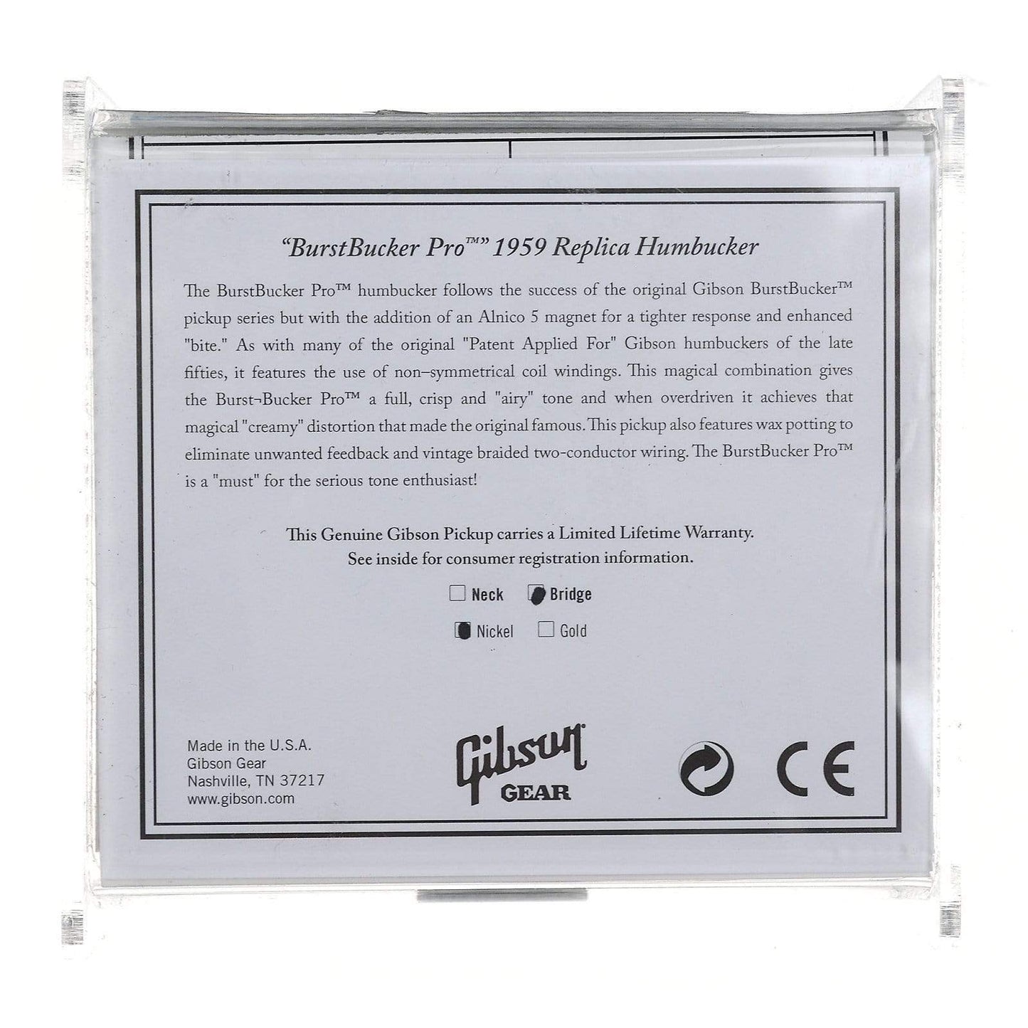 Gibson Burstbucker Pro Bridge w/Nickel Cover Parts / Guitar Pickups