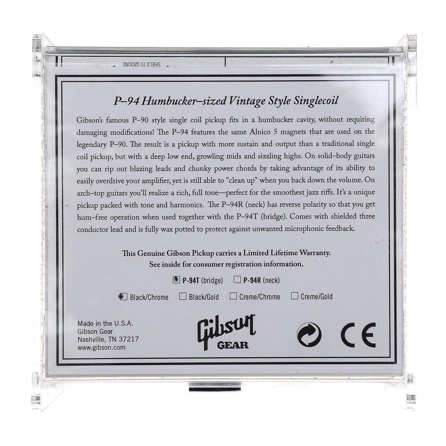 Gibson P-94T Single Coil Black Parts / Guitar Pickups