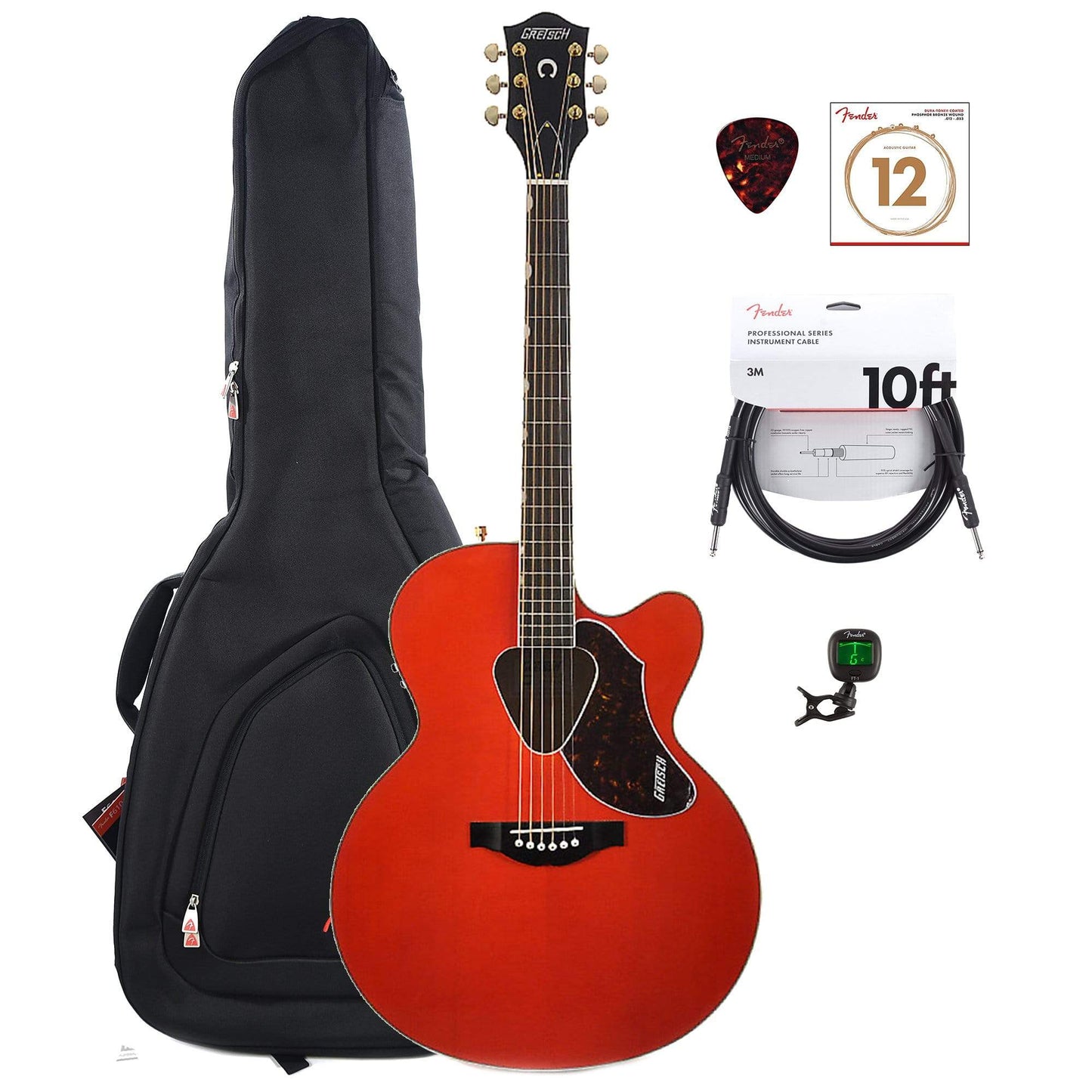 Gretsch G5022CE Rancher Jumbo Cutaway Orange w/Gig Bag, Tuner, (1) Cable, Picks and Strings Bundle Acoustic Guitars / Jumbo