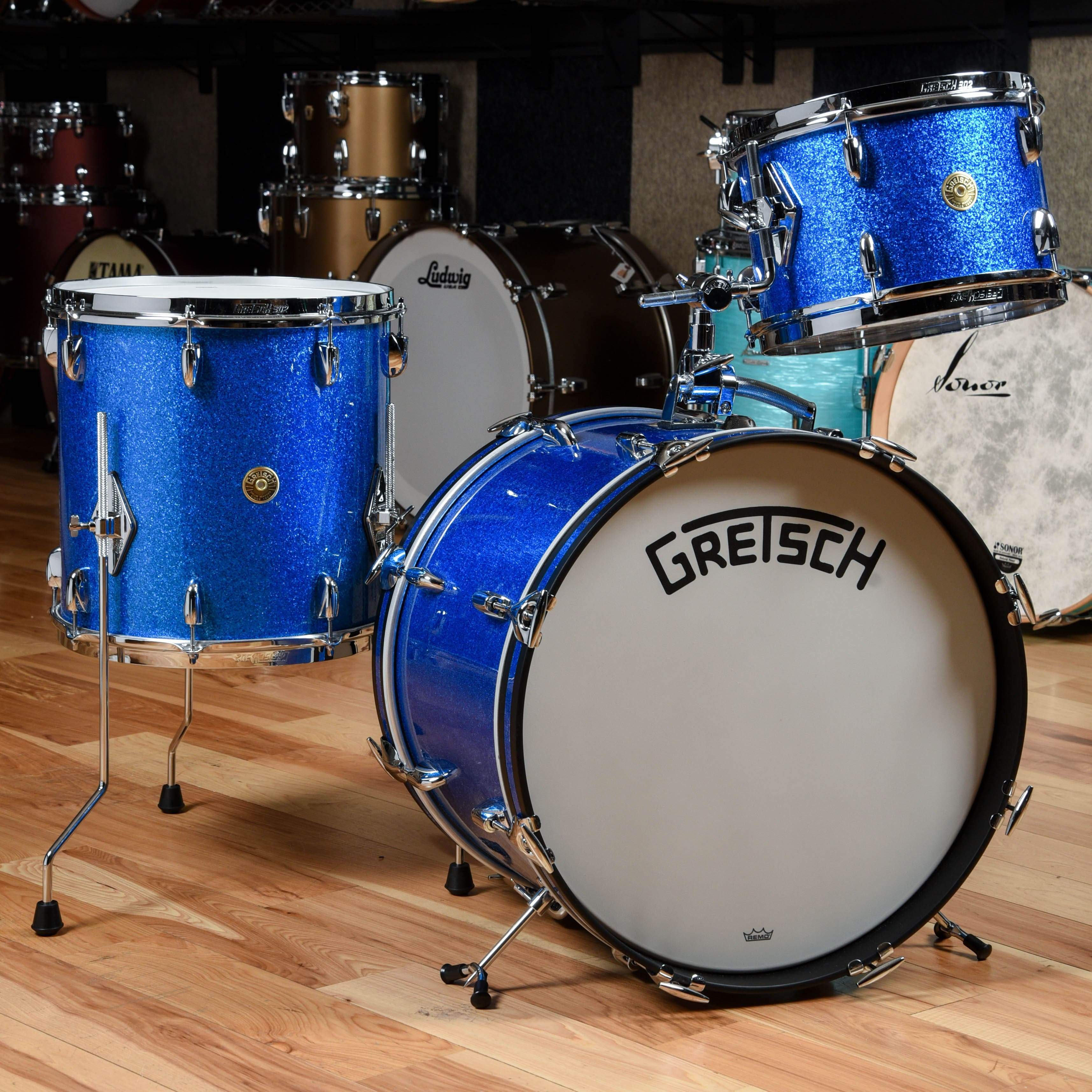 Gretsch Broadkaster 12/14/20 3pc. Drum Kit Blue Sparkle (Vintage Build