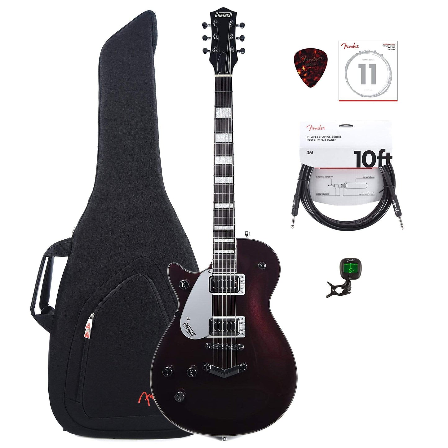 Gretsch G5220LH Electromatic Jet BT Dark Cherry Metallic LEFTY w/Gig Bag, Tuner, (1) Cable, Picks and Strings Bundle Electric Guitars / Left-Handed