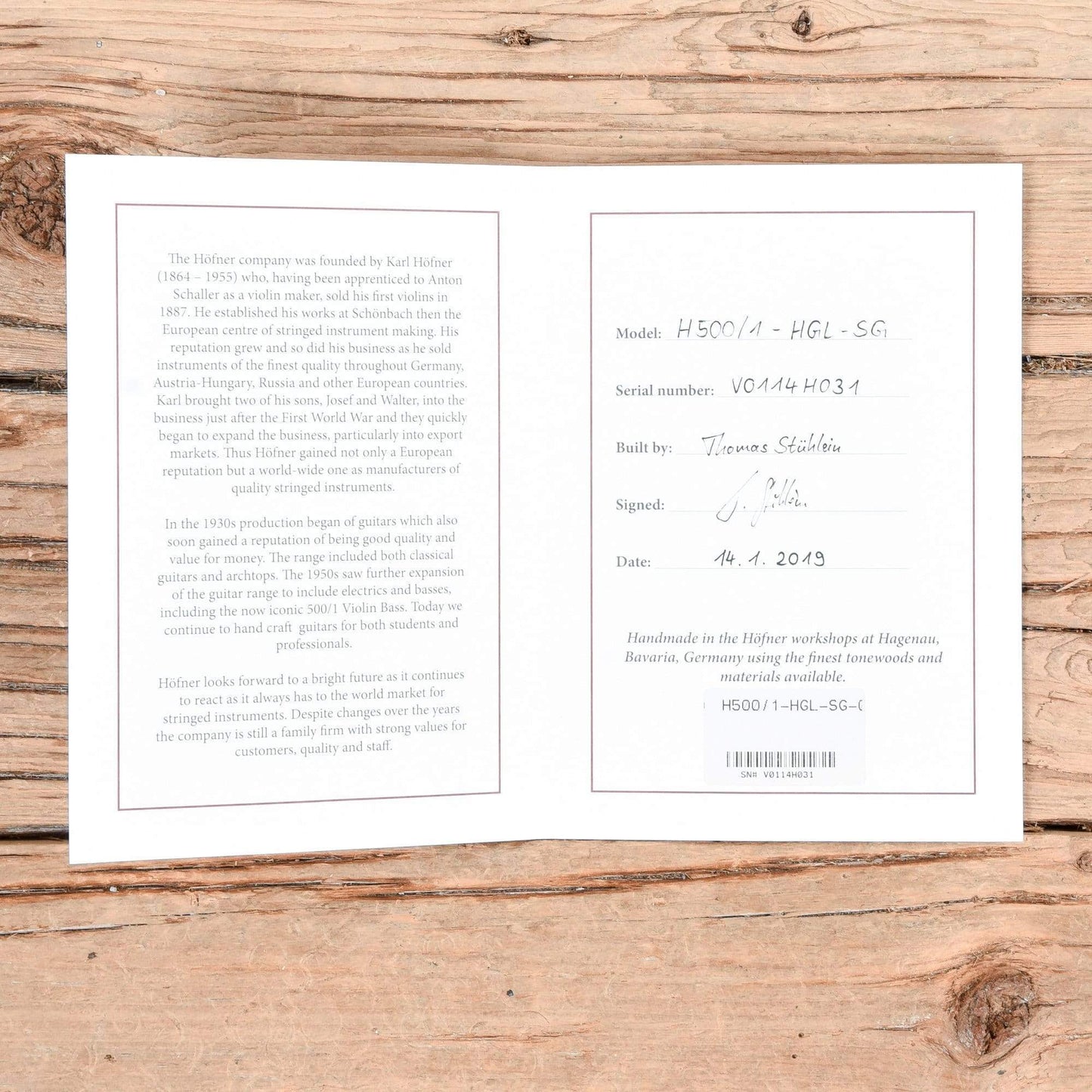 Hofner H500/1-HGL Green Line Summerglow 2019 Bass Guitars / 5-String or More