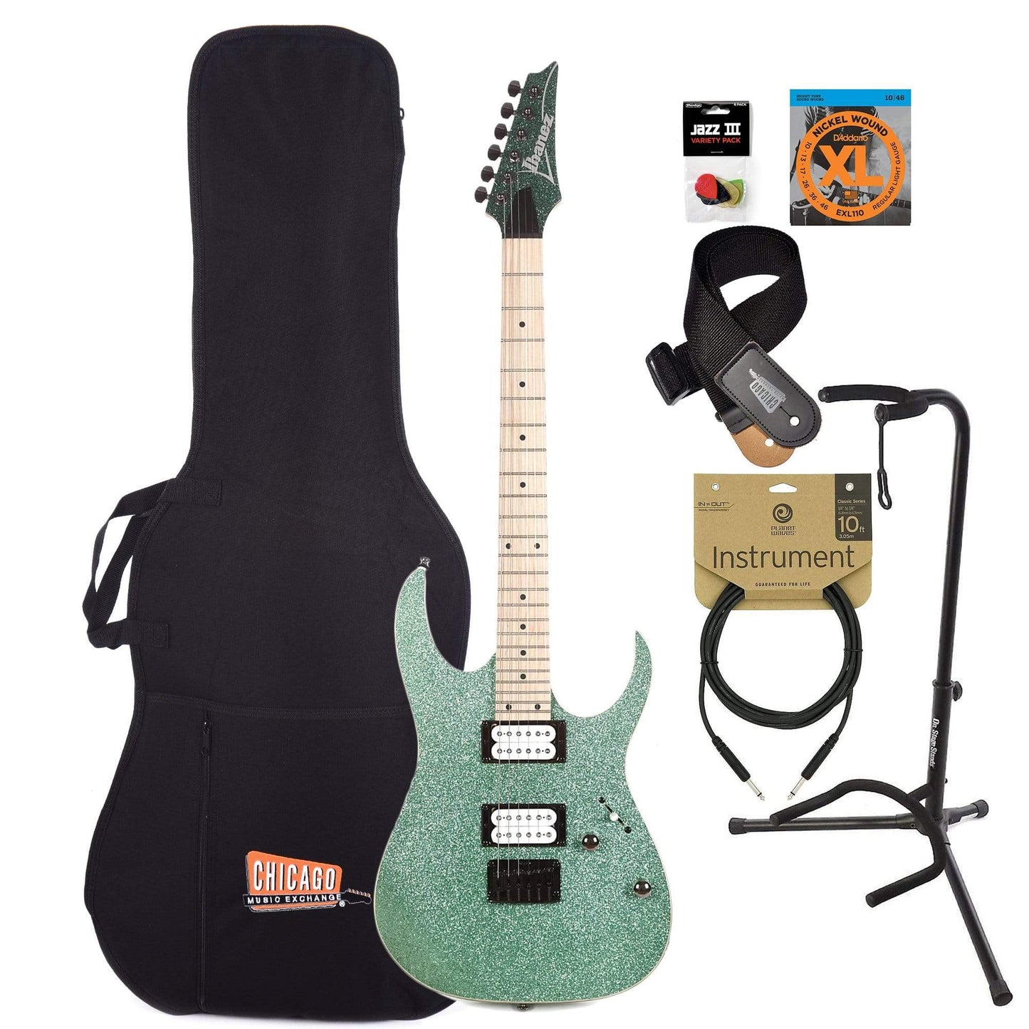 Ibanez RG421MSP Standard Turquoise Sparkle Essentials Bundle Electric Guitars / Solid Body