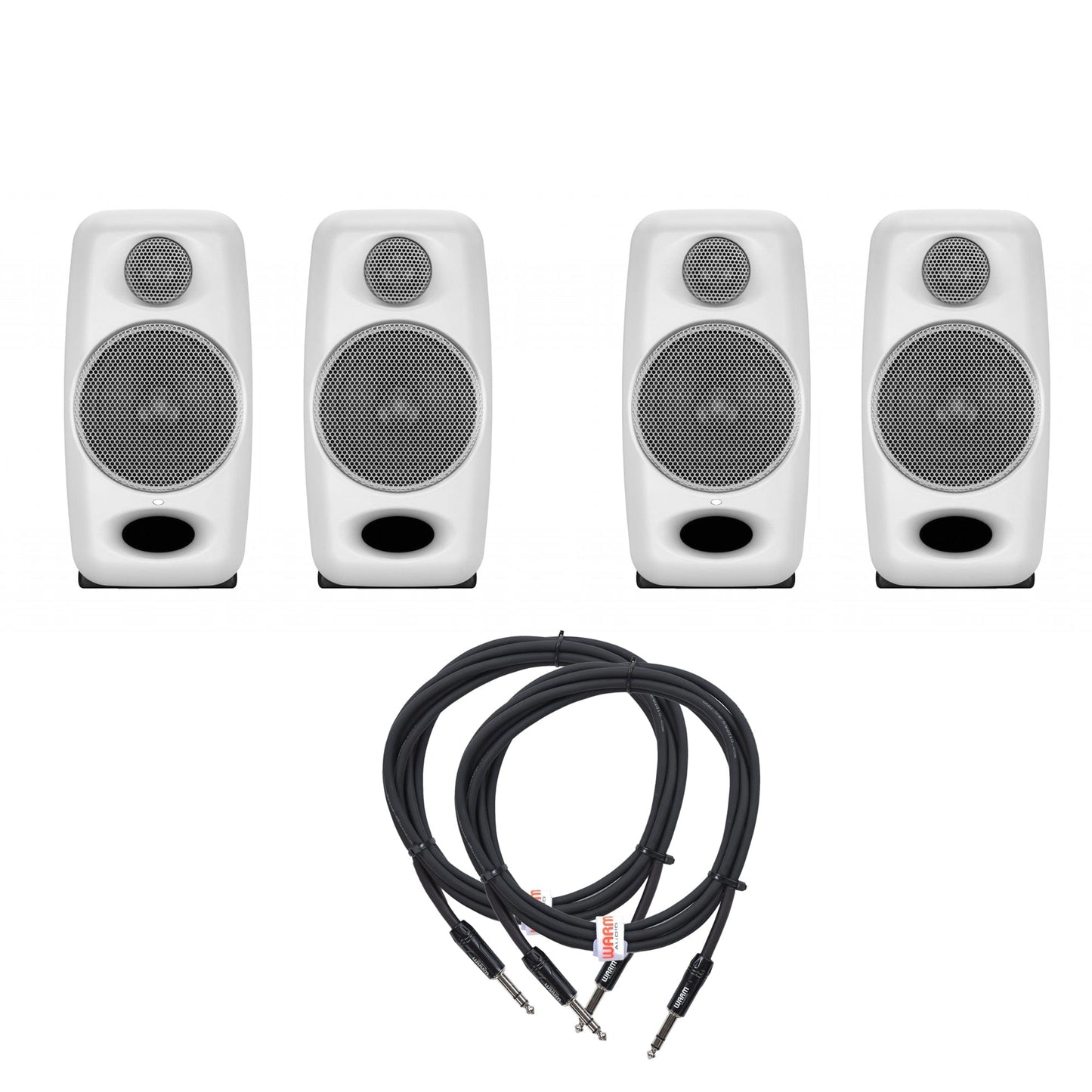 IK Multimedia iLoud Micro Studio Monitors Pair White Pair and (2) TRS Cable Bundle Pro Audio / Speakers / Studio Monitors