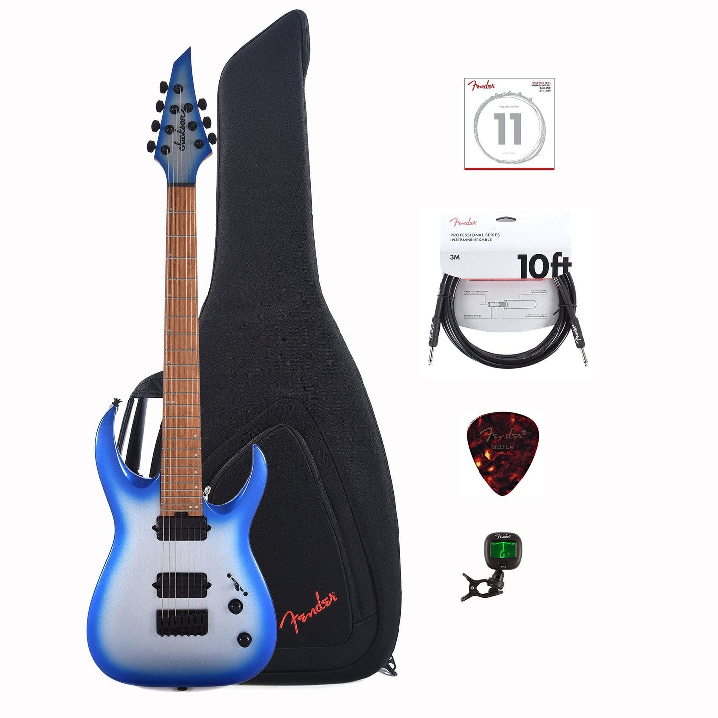 Jackson Pro Series Signature Misha Mansoor Juggernaut HT 7 Standard Blue Sky Burst w/Gig Bag, Tuner, (1) Cable, Picks and Strings Bundle Electric Guitars / Solid Body