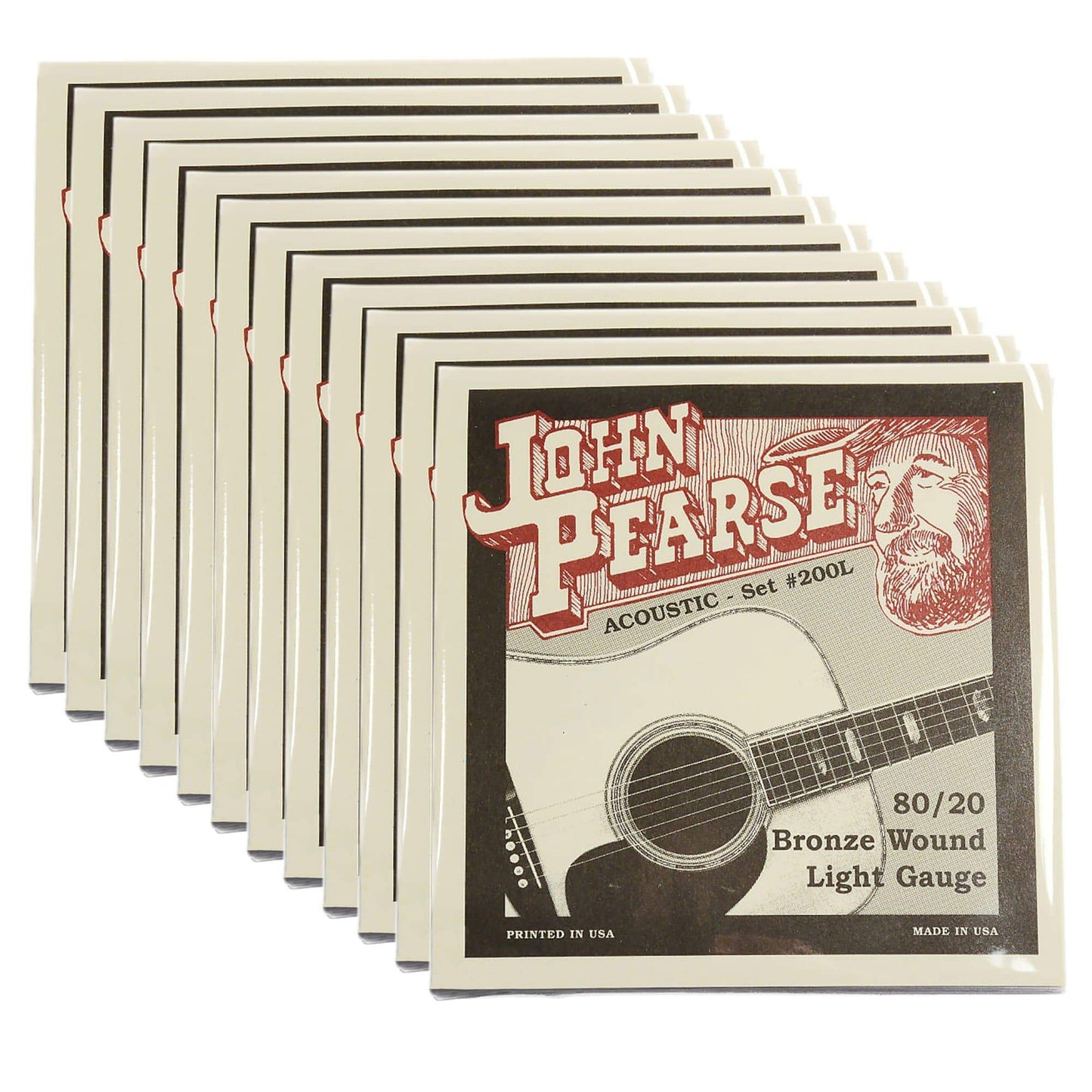 John Pearse Acoustic Strings 80/20 Bronze Light 12-53 12 Pack Bundle Accessories / Strings / Guitar Strings