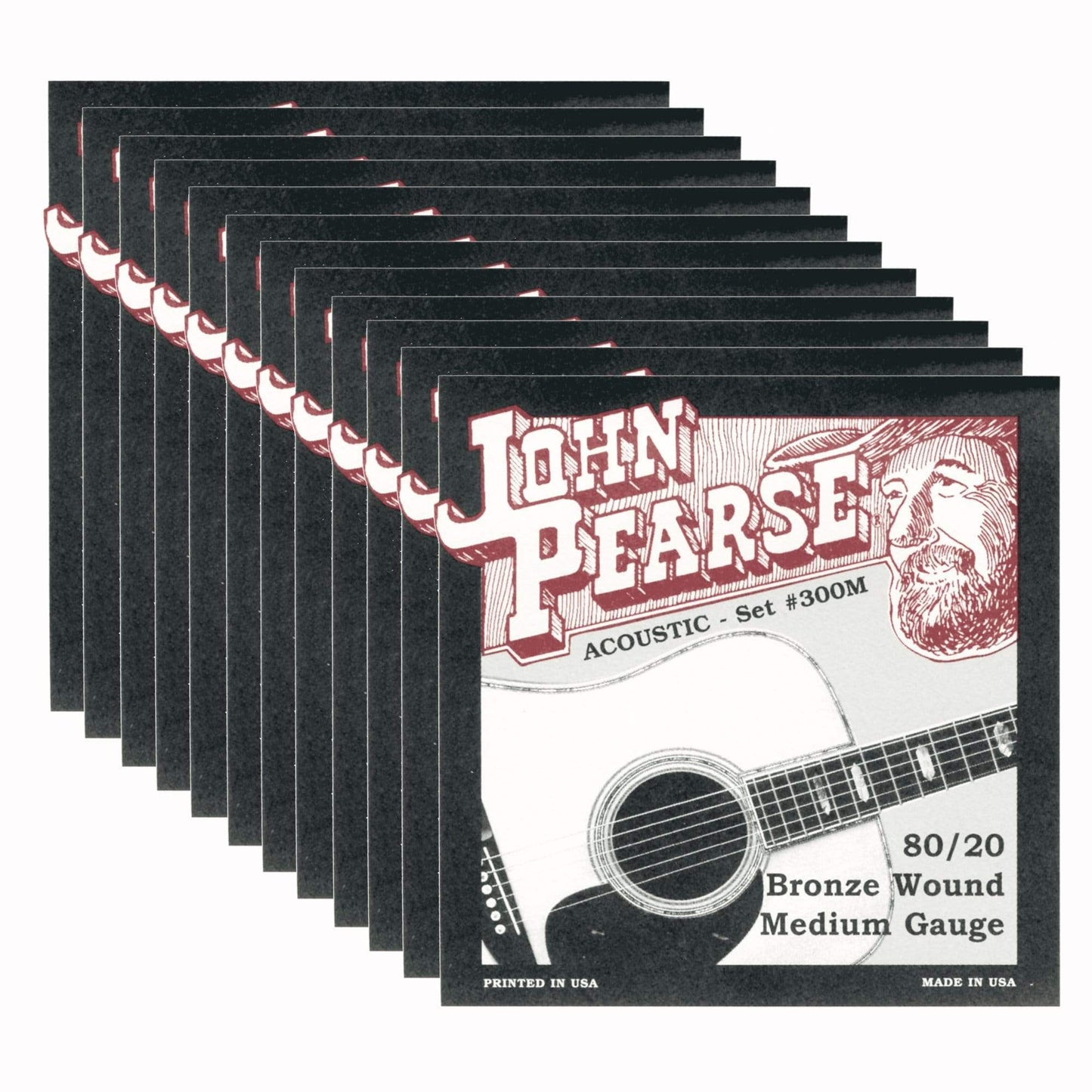 John Pearse Acoustic Strings 80/20 Bronze Medium 13-56 12 Pack Bundle Accessories / Strings / Guitar Strings