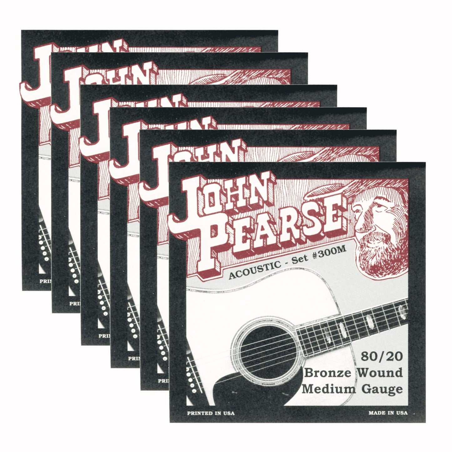 John Pearse Acoustic Strings 80/20 Bronze Medium 13-56 6 Pack Bundle Accessories / Strings / Guitar Strings
