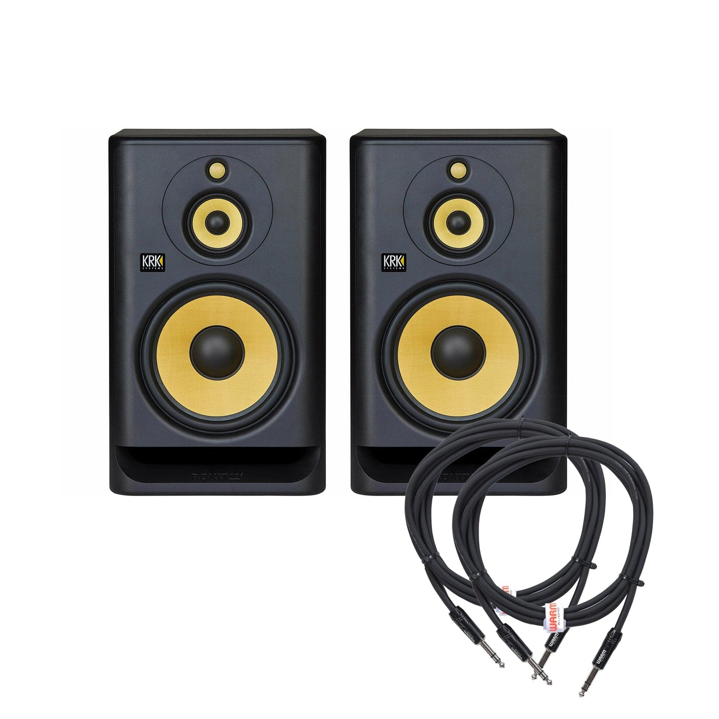 KRK Rokit 10-3 10" 3-Way Studio Monitor Black Pair and (2) TRS Cable Bundle Pro Audio / Speakers / Studio Monitors