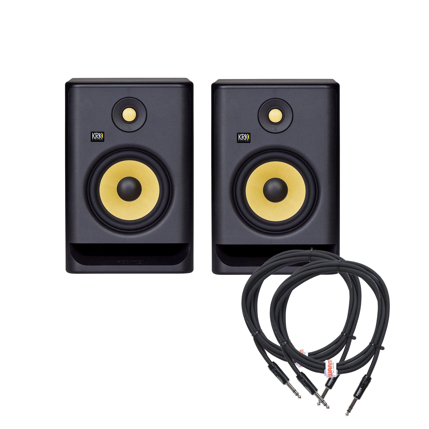 KRK Rokit 7 G4 7" Studio Monitor Black Pair and (2) TRS Cable Bundle Pro Audio / Speakers / Studio Monitors