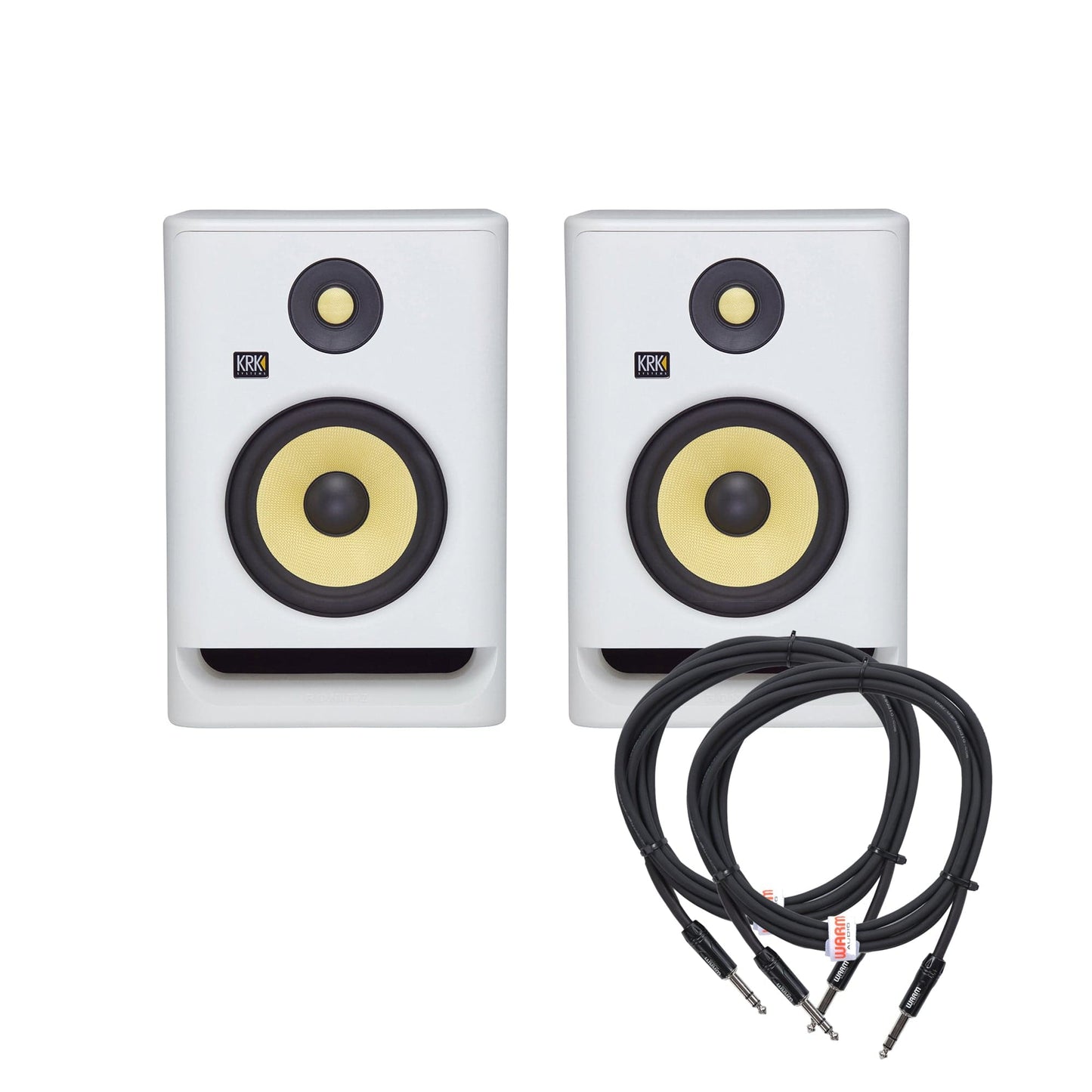 KRK Rokit 7 G4 7" Studio Monitor White Noise Pair and (2) TRS Cable Bundle Pro Audio / Speakers / Studio Monitors