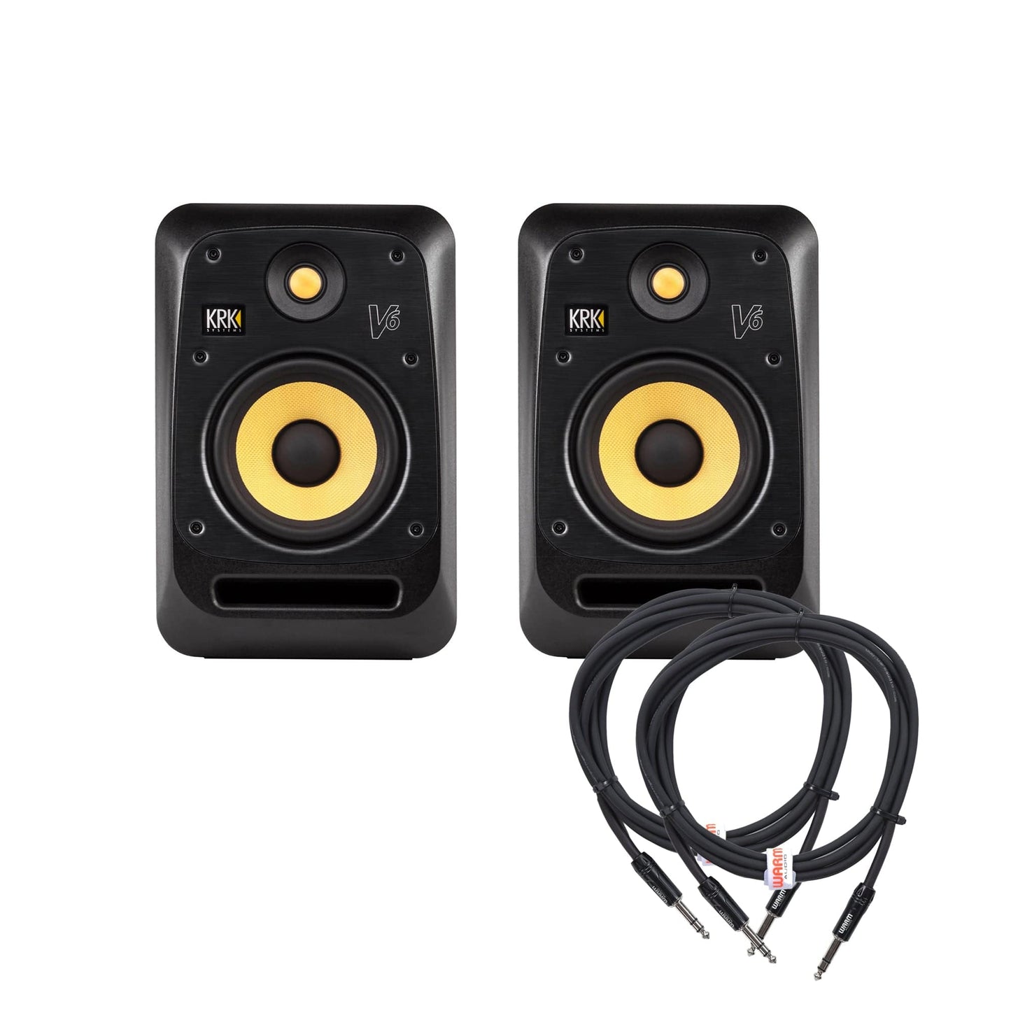KRK V6 S4 6" Studio Monitor Black Pair and (2) TRS Cable Bundle Pro Audio / Speakers / Studio Monitors
