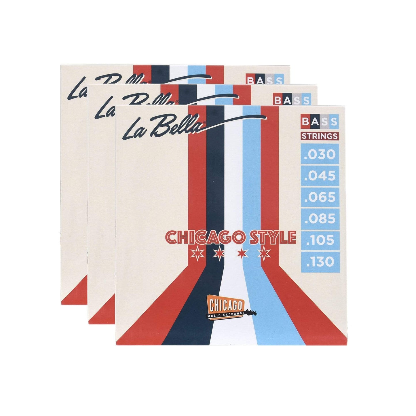 La Bella "Chicago Style" Pure Nickel Bass Strings 6-String 30-130 3 Pack Bundle Accessories / Strings / Bass Strings