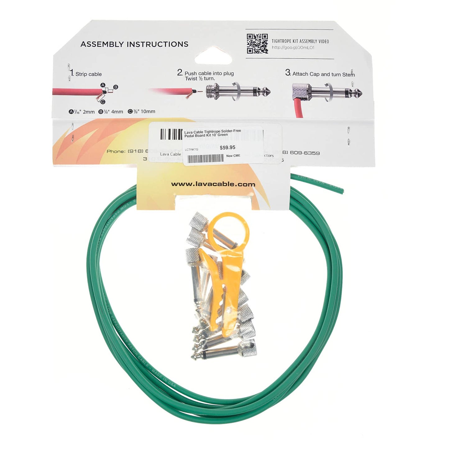 Lava Cable Tightrope Solder-Free Pedal Board Kit 10' Green Accessories / Cables