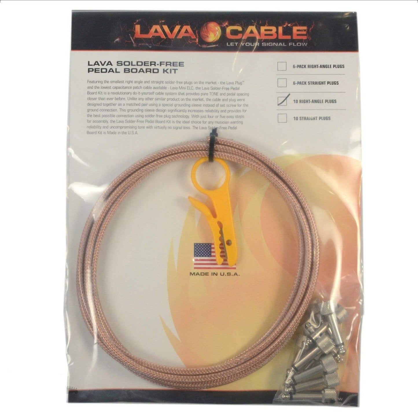 Lava Solder-Free Pedal Board Kit 10' Mini ELC w/10 Angle Plugs Clear Accessories / Cables