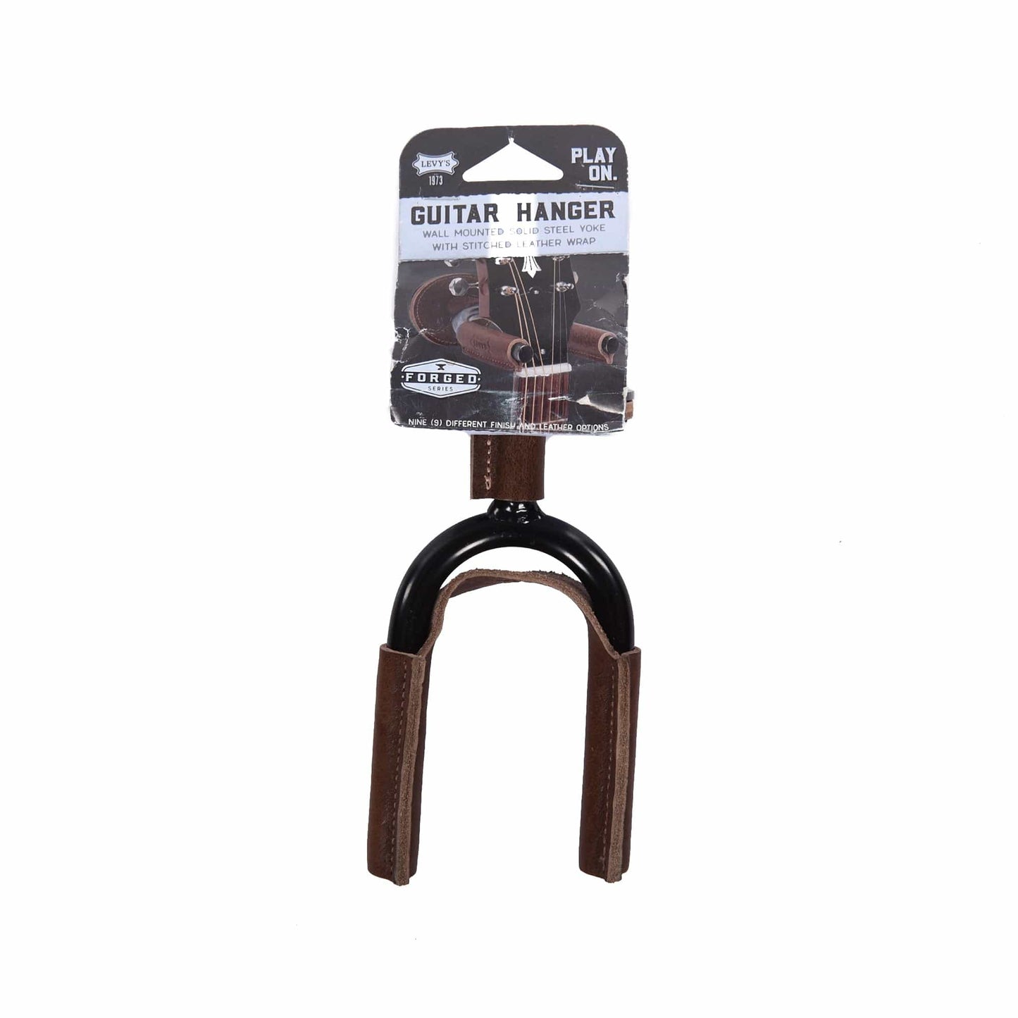 Levy's Forged Steel Guitar Hanger w/Black Metal & Brown Veg-Tan Leather Yoke Wraps Accessories / Stands
