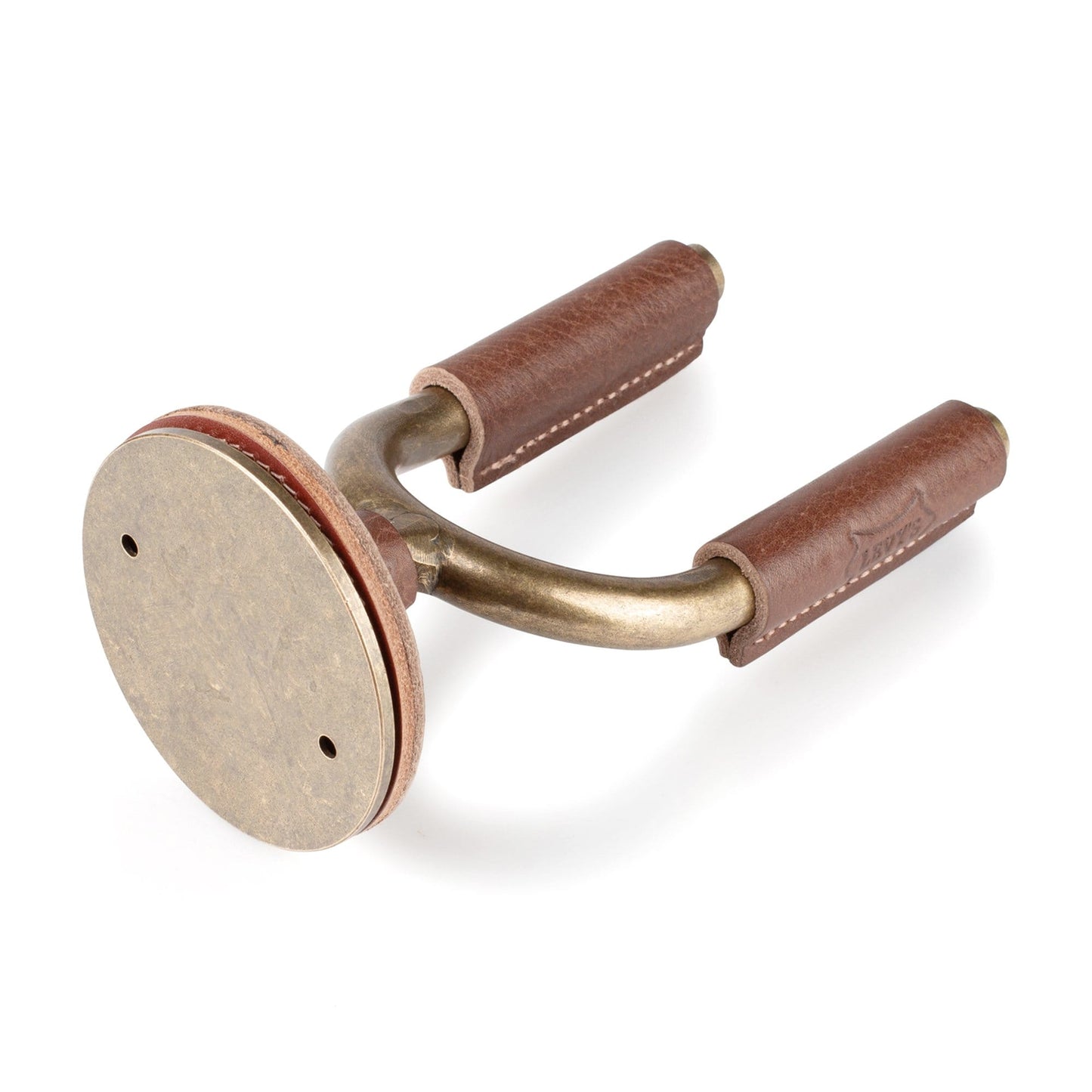 Levy's Forged Steel Guitar Hanger w/Brass Metal & Brown Veg-Tan Leather Yoke Wraps Accessories / Stands