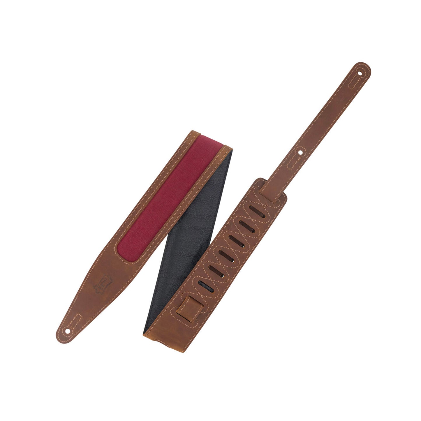 Levy's 2.5" Crazy Horse Leather Strap Brown w/Burgundy Waxed Canvas Window Accessories / Straps