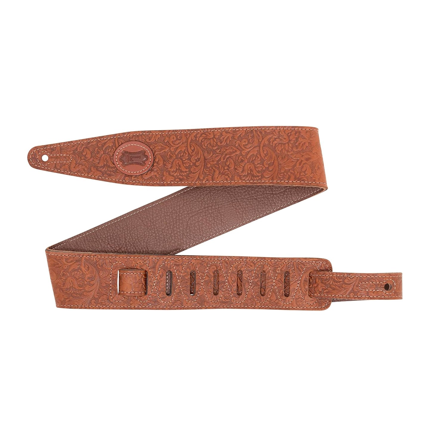 Levy's 2.5" Florentine Leather Guitar Strap Brown Accessories / Straps
