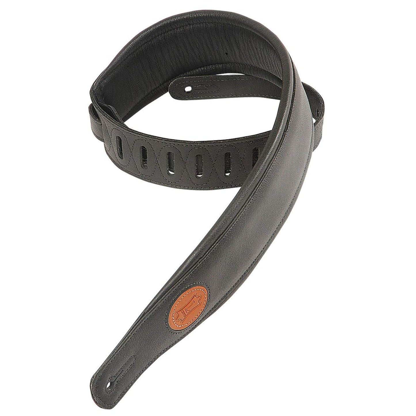 Levy's 2.5 Inch Signature Series Garment Leather Guitar Strap - Black Accessories / Straps