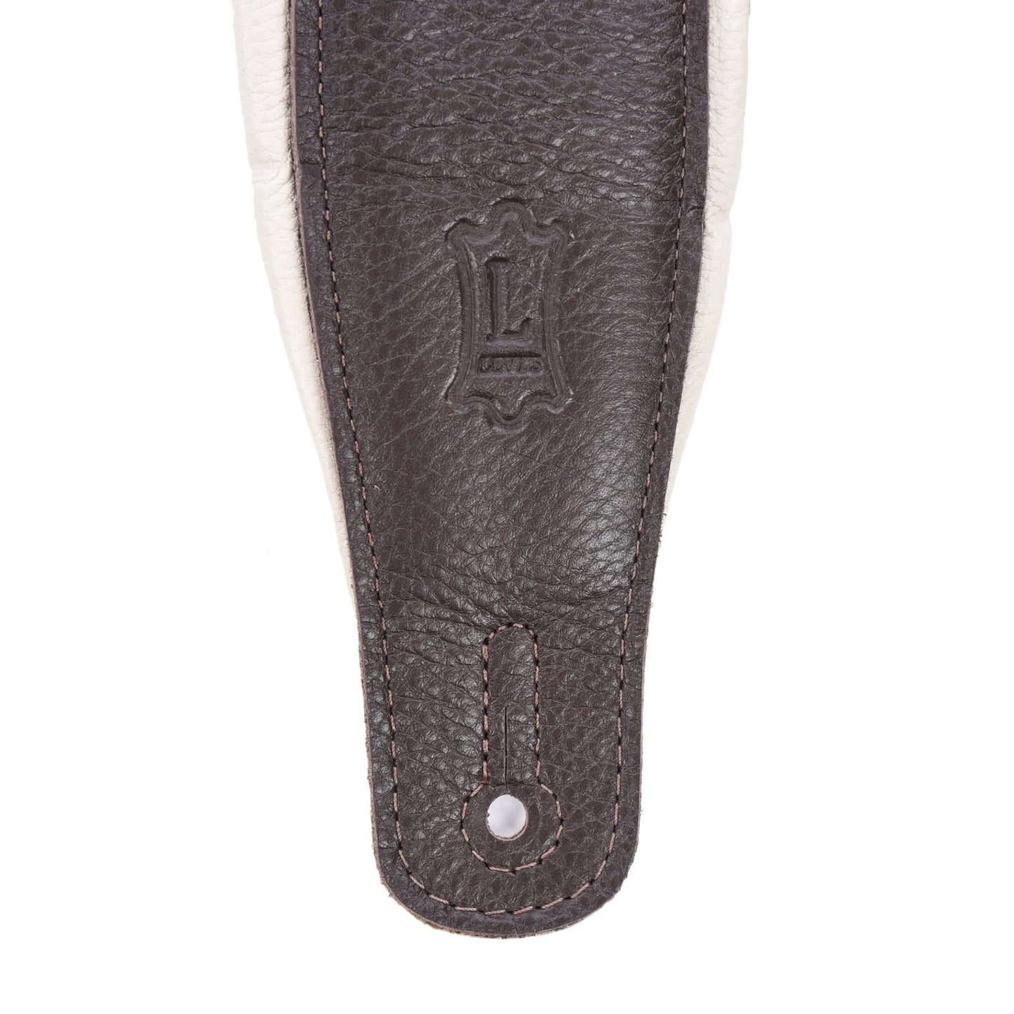 Levy's 3.25" Wide Garment Leather Guitar Strap Dark Brown w/Cream Backing Accessories / Straps