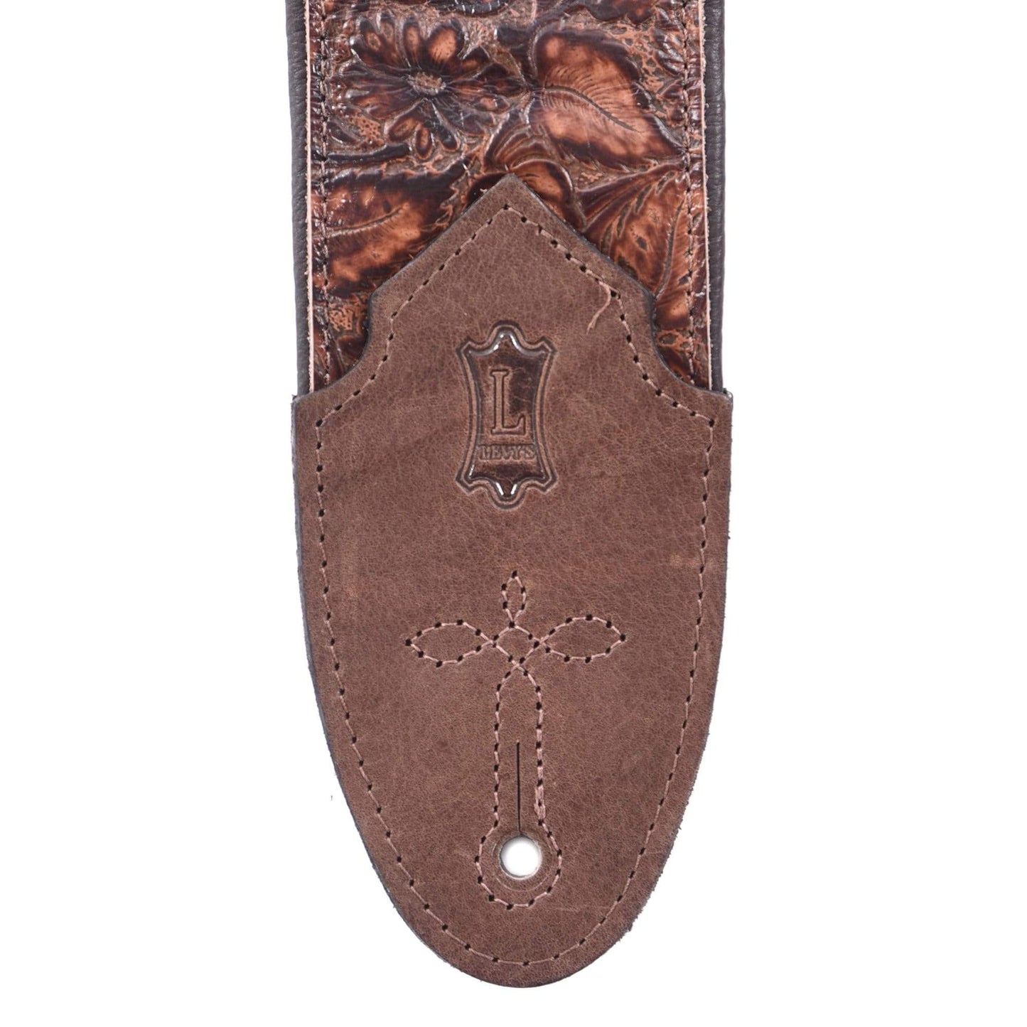 Levy's Western Series 3" Wide Embossed Leather Guitar Strap Geranium Whiskey Accessories / Straps