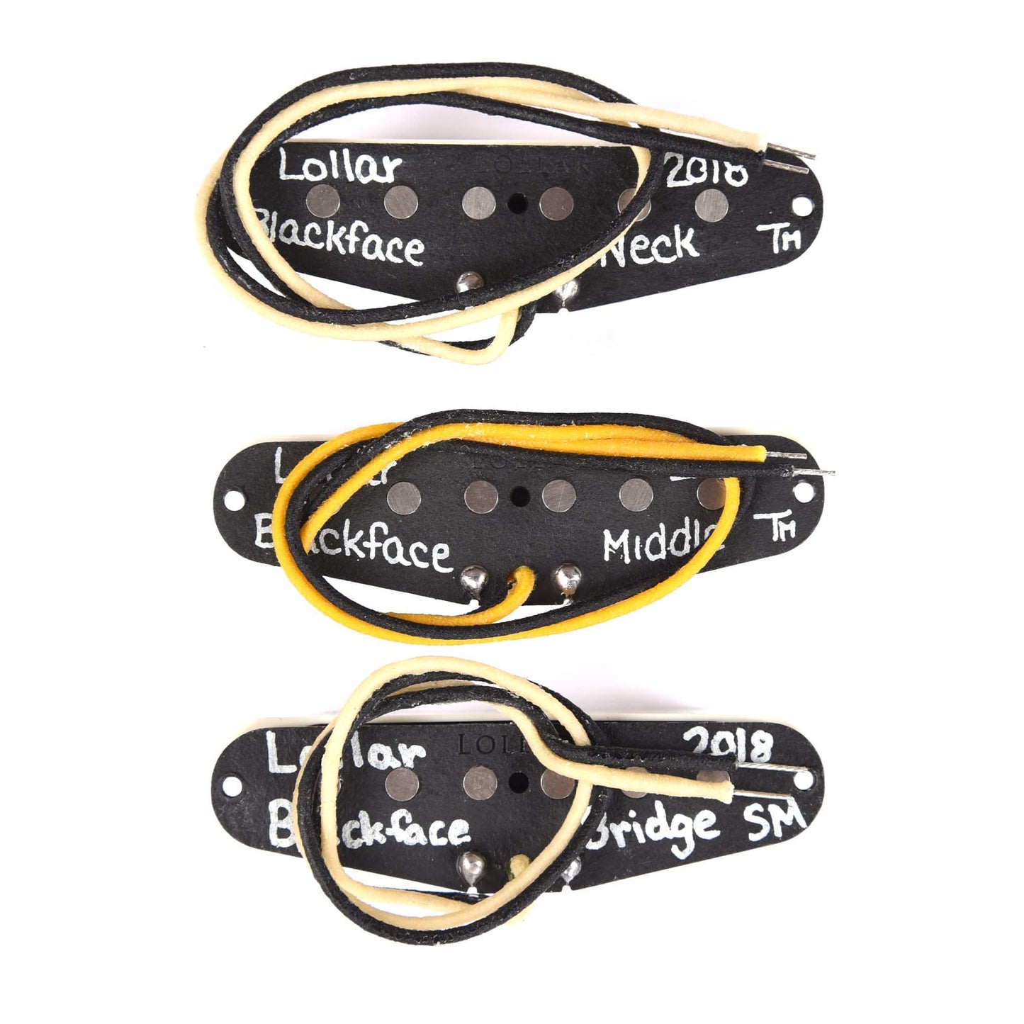 Lollar Vintage Blackface Flat Pole Strat Parchment Set Parts / Guitar Pickups