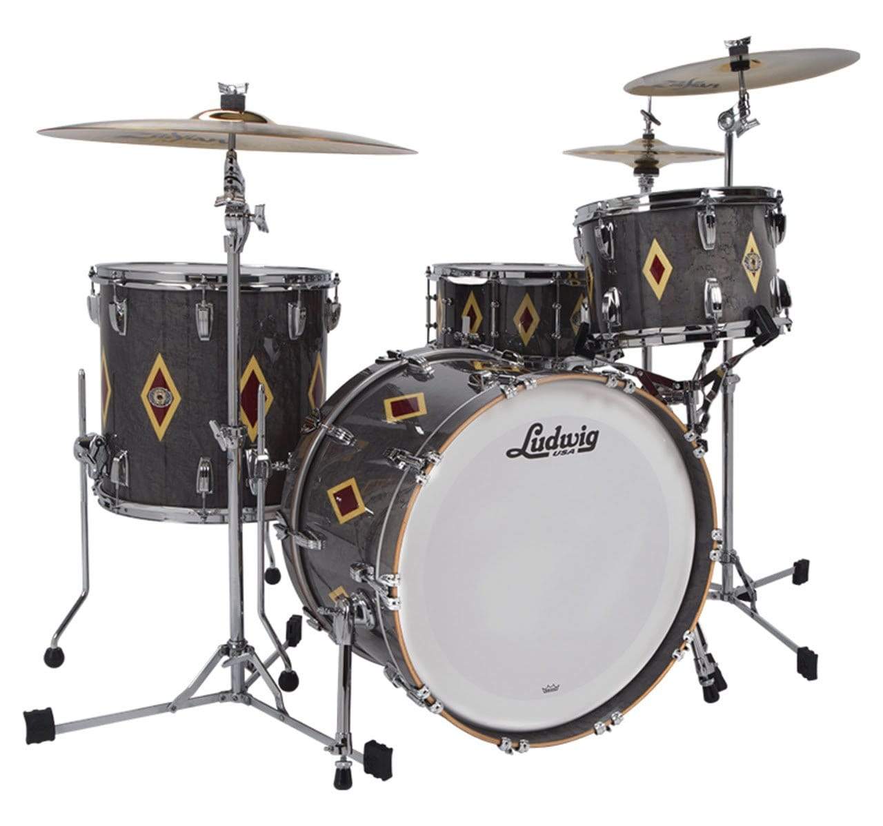 Ludwig 110th Anniversary Legacy Mahogany 13/16/22 3pc. Drum Kit Charcoal w/Diamond Flash Inlay Drums and Percussion / Acoustic Drums / Full Acoustic Kits