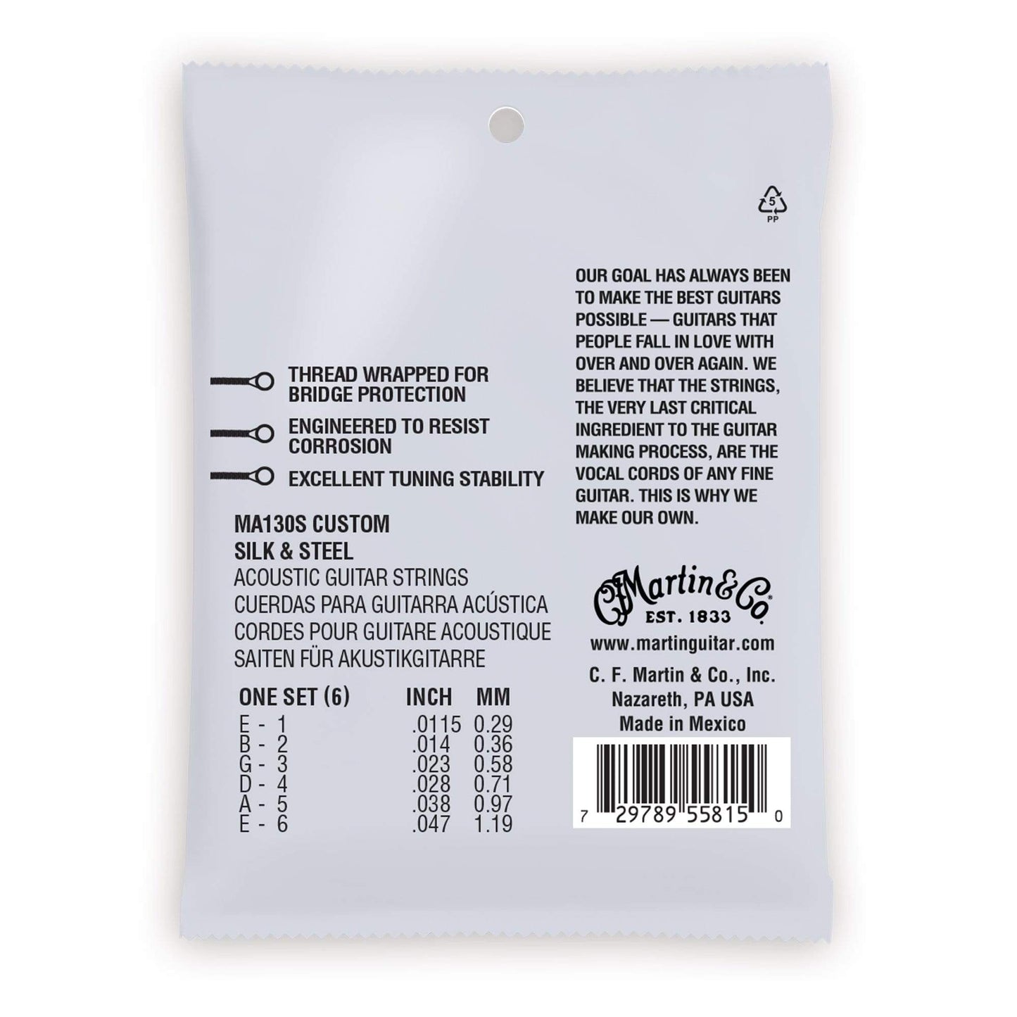 Martin MA130S Authentic Acoustic Marquis Silked Silk & Steel Custom 11.5-47 Accessories / Strings / Guitar Strings