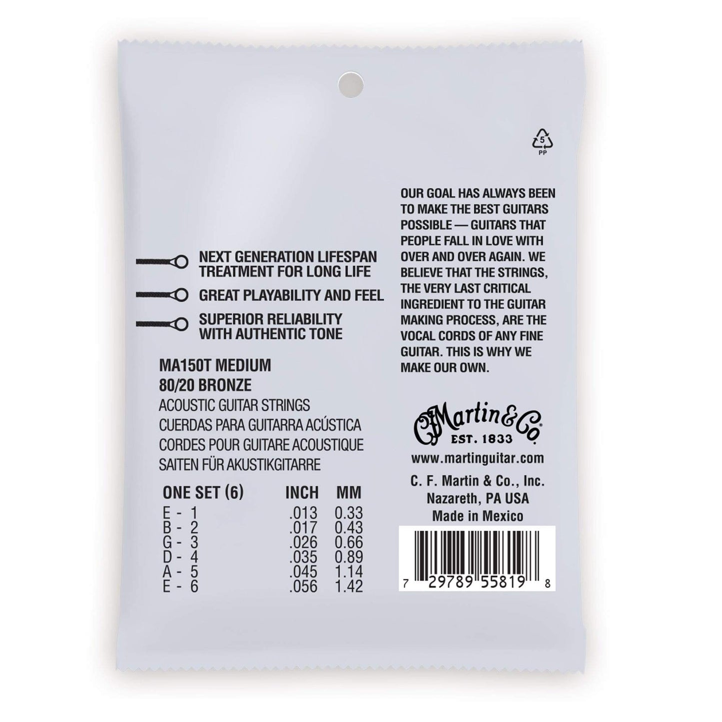Martin MA150T Authentic Acoustic Lifespan 2.0 80/20 Bronze Medium 13-56 Accessories / Strings / Guitar Strings