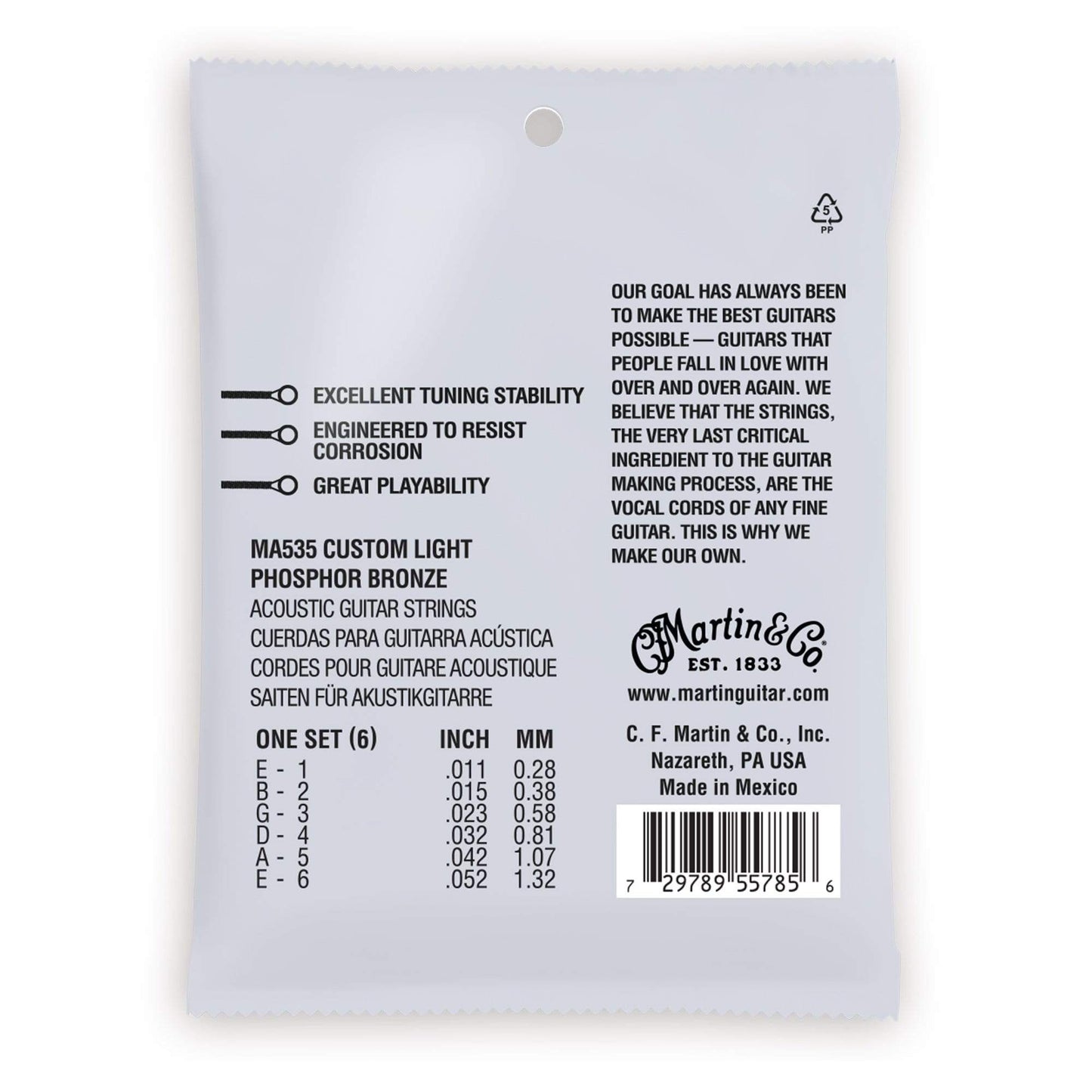 Martin MA535 Authentic Acoustic SP 92/8 Phosphor Bronze Custom Light 11-52 Accessories / Strings / Guitar Strings