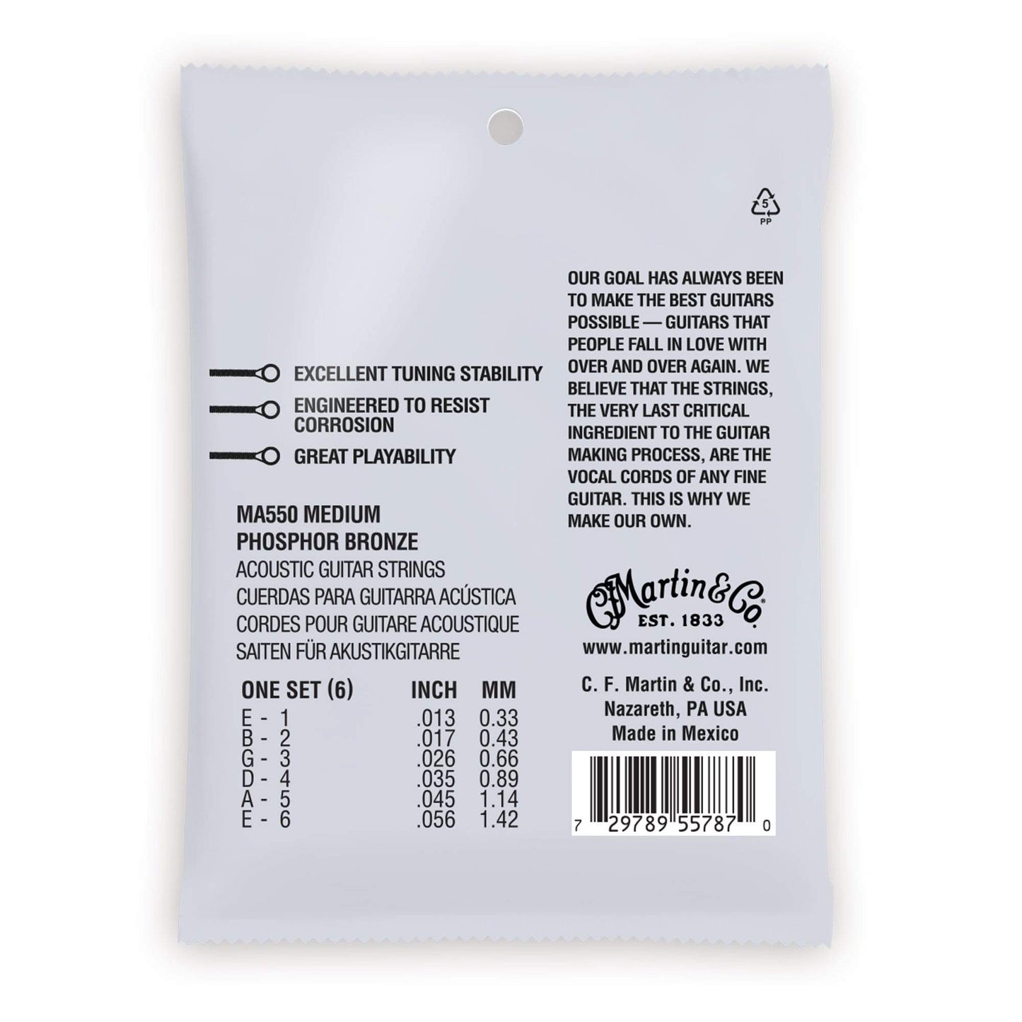 Martin MA550 Authentic Acoustic SP 92/8 Phosphor Bronze Medium 13-56 Accessories / Strings / Guitar Strings