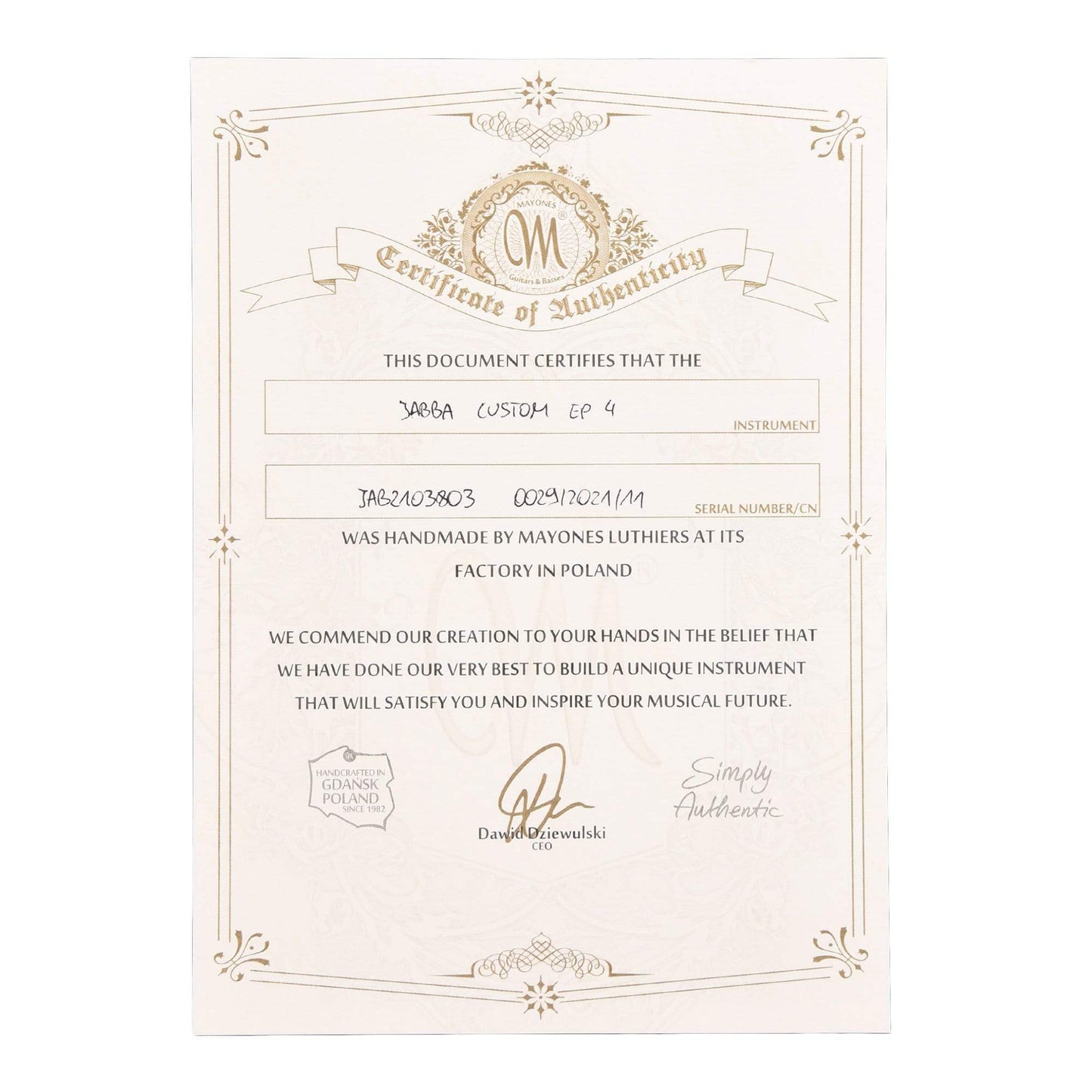 Mayones Jabba Custom 4-String Eye Poplar Natural Gloss Bass Guitars / 4-String