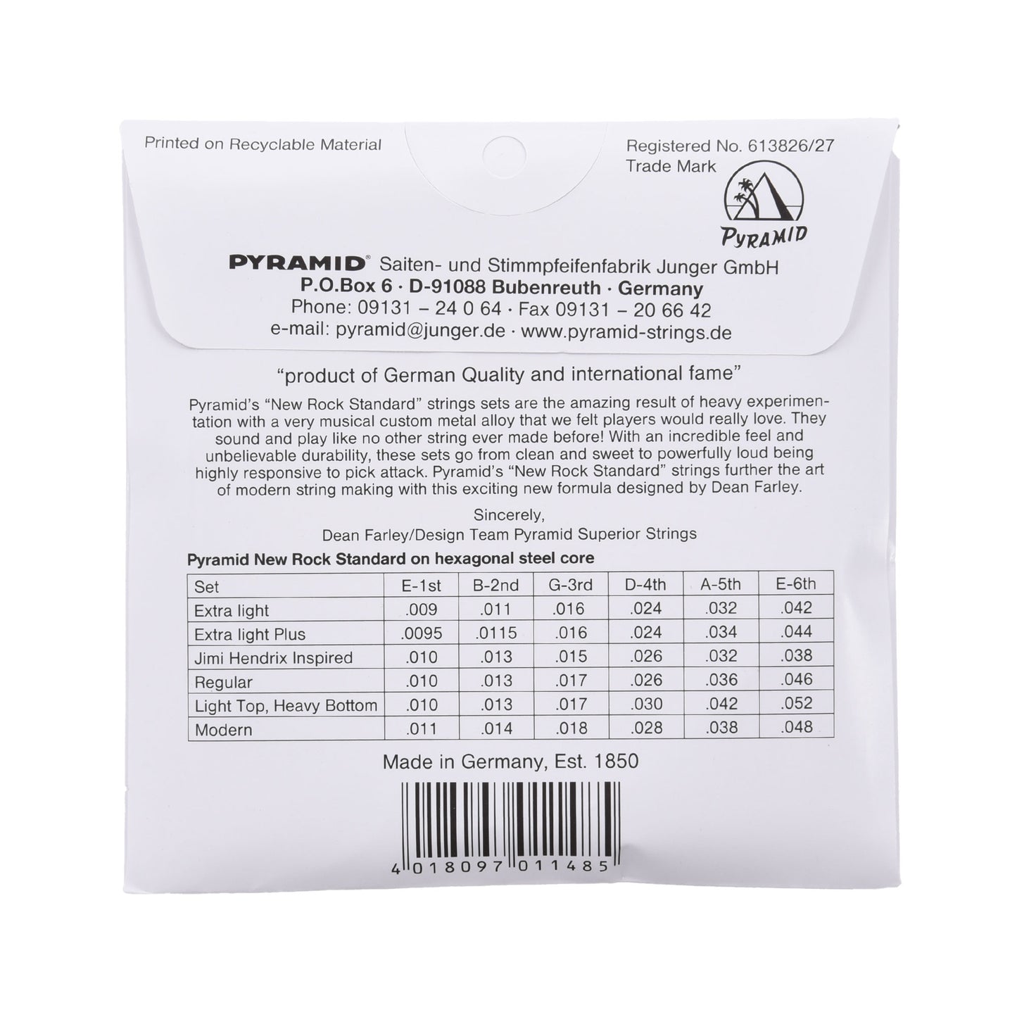 Pyramid New Rock Standard Electric Guitar Strings Modern 11-48