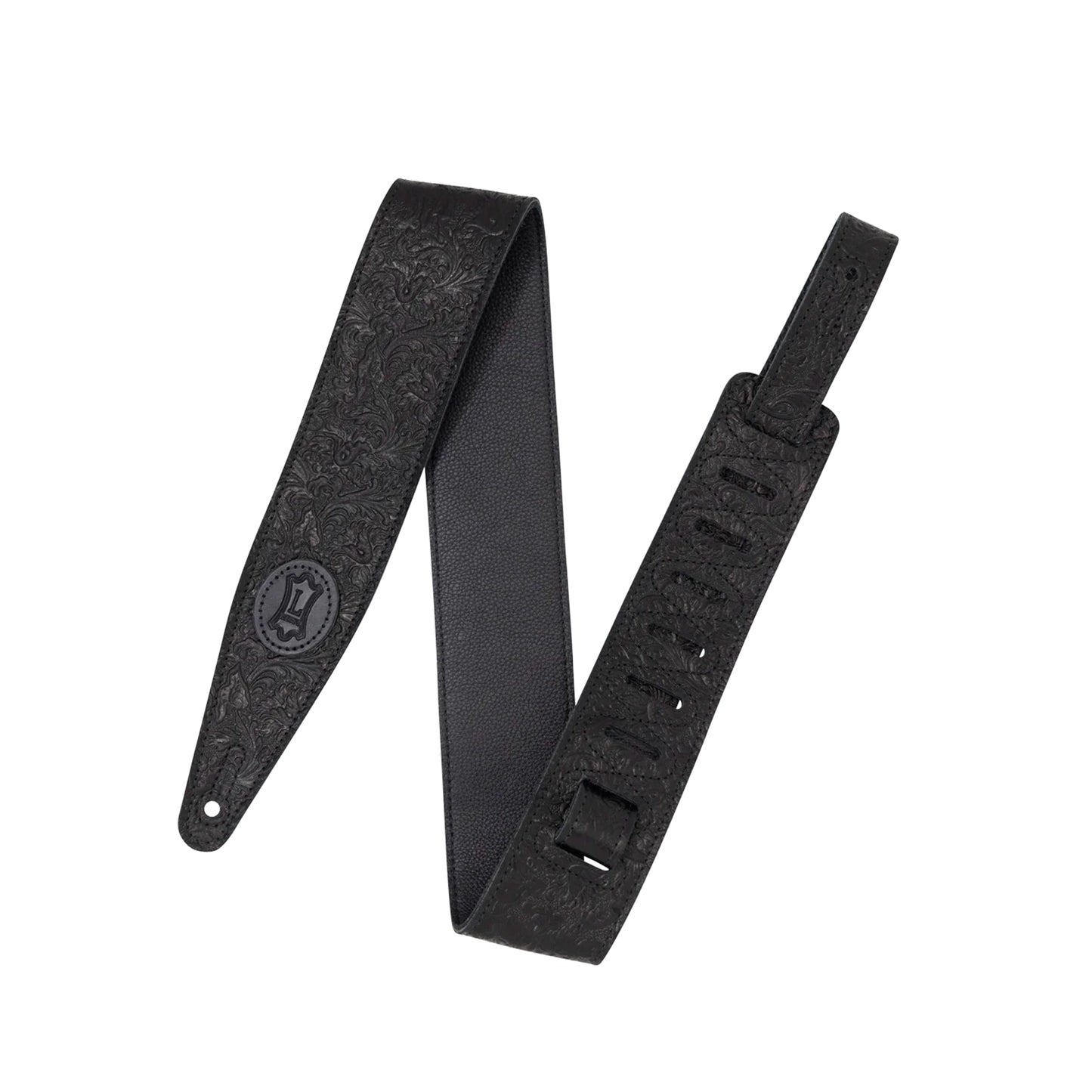 Levy's 2.5" Florentine Leather Guitar Strap Black