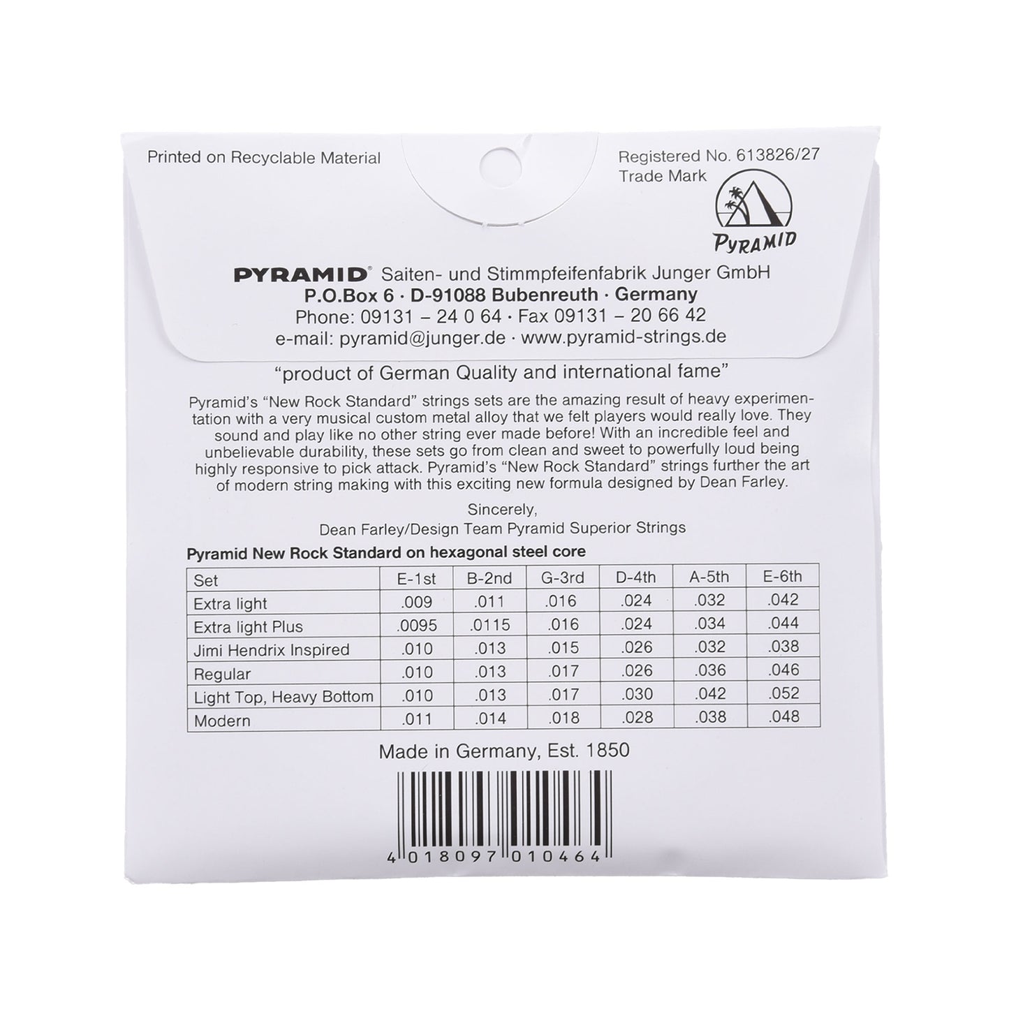 Pyramid New Rock Standard Electric Guitar Strings Regular 10-46