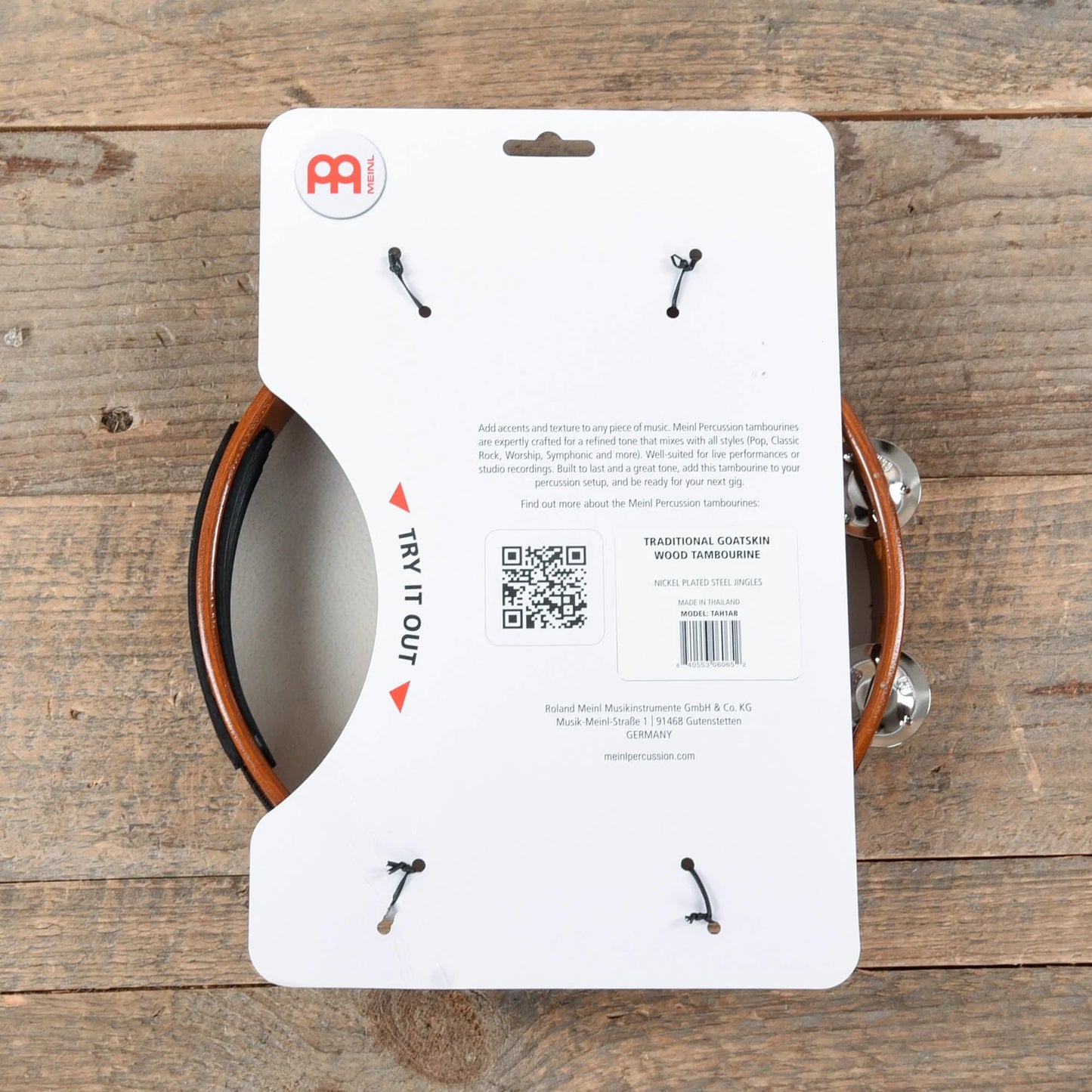 Meinl Headed Wood Tambourine Steel jingles 1 row version Drums and Percussion / Auxiliary Percussion