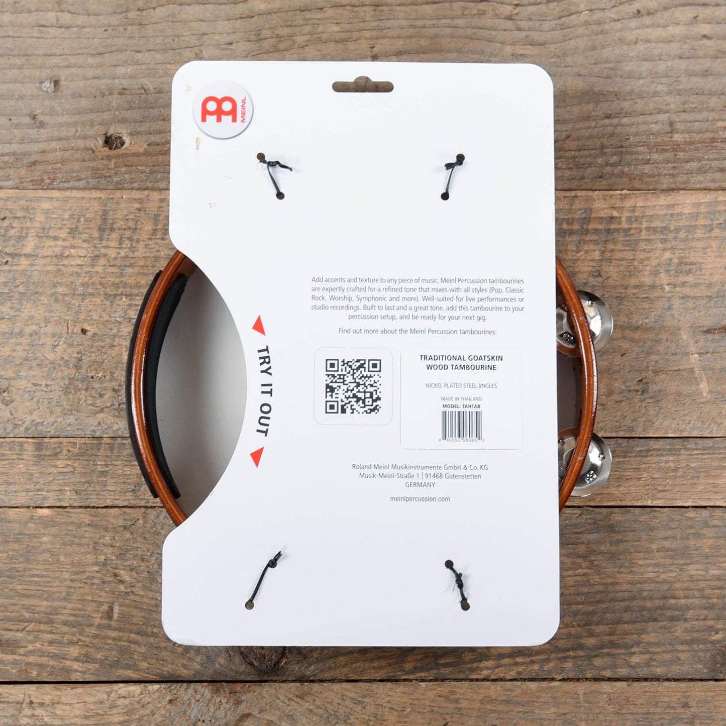 Meinl Headed Wood Tambourine Steel jingles 1 row version Drums and Percussion / Auxiliary Percussion