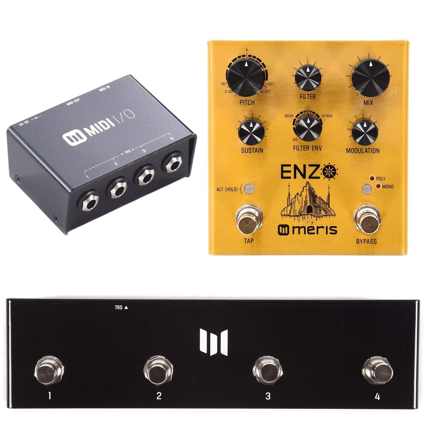 Meris Enzo Multi-Voice Synthesizer Pedal with Meris MIDI I/O and Preset Switch Bundle Effects and Pedals / Octave and Pitch